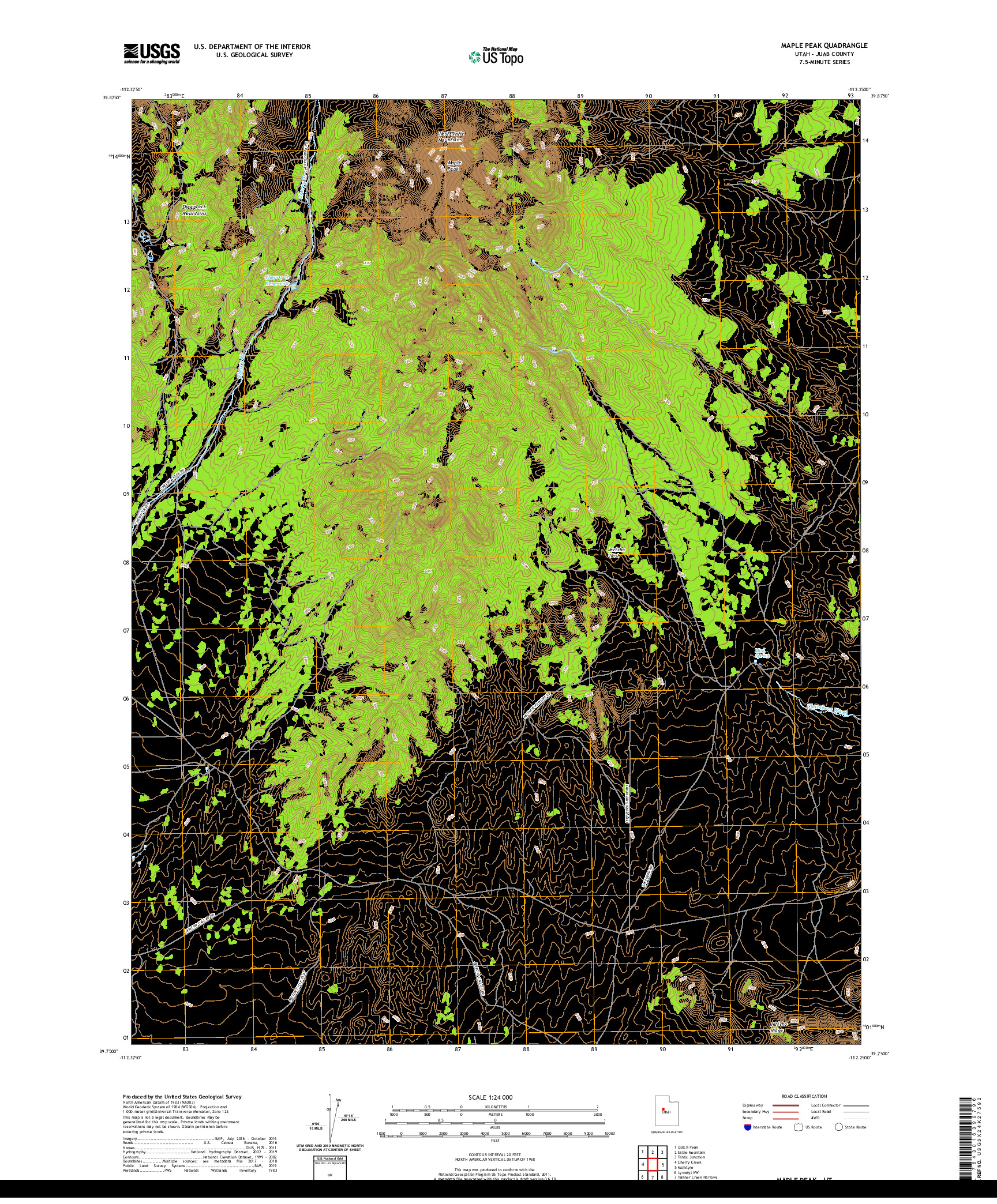 USGS US TOPO 7.5-MINUTE MAP FOR MAPLE PEAK, UT 2020