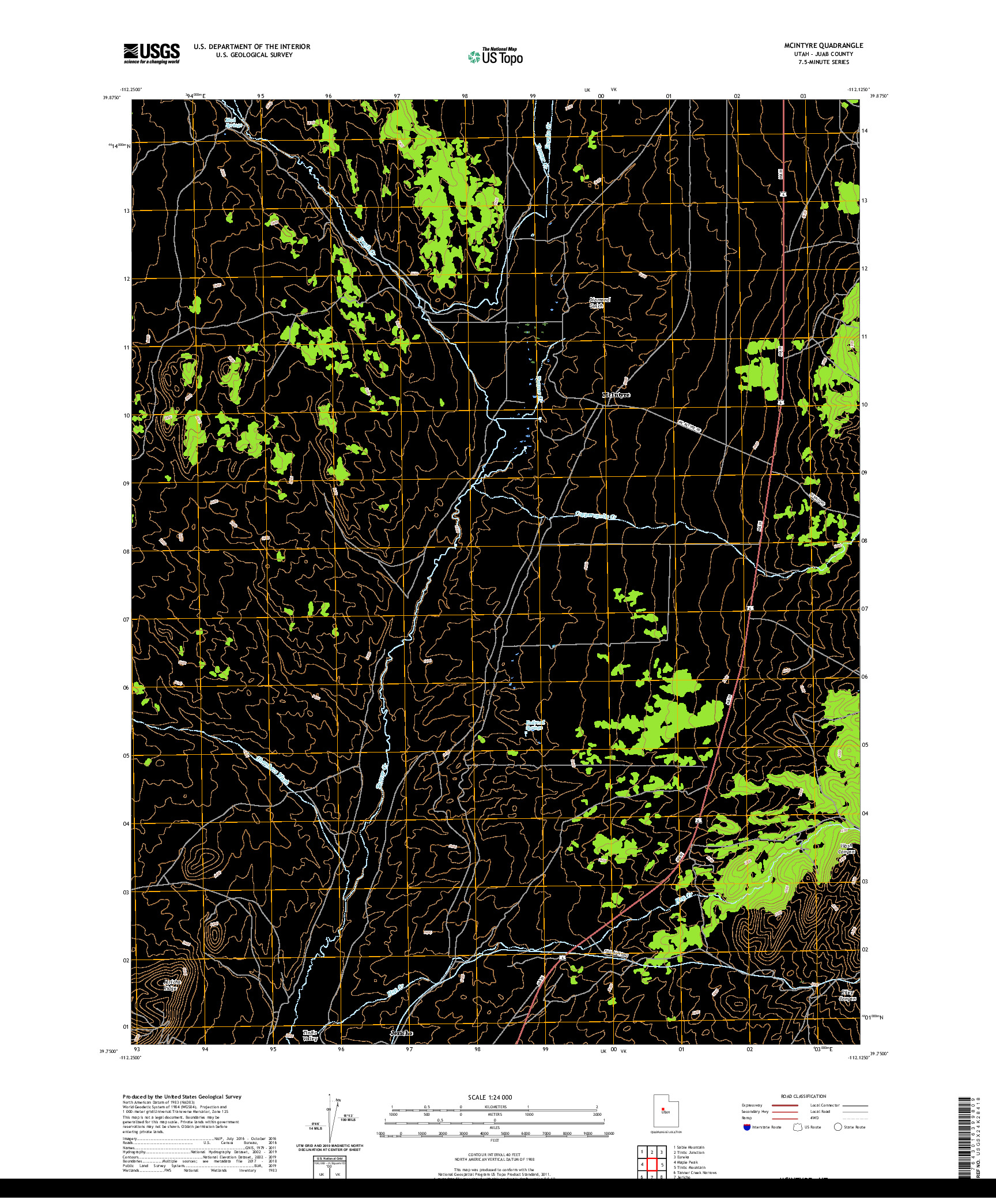 USGS US TOPO 7.5-MINUTE MAP FOR MCINTYRE, UT 2020