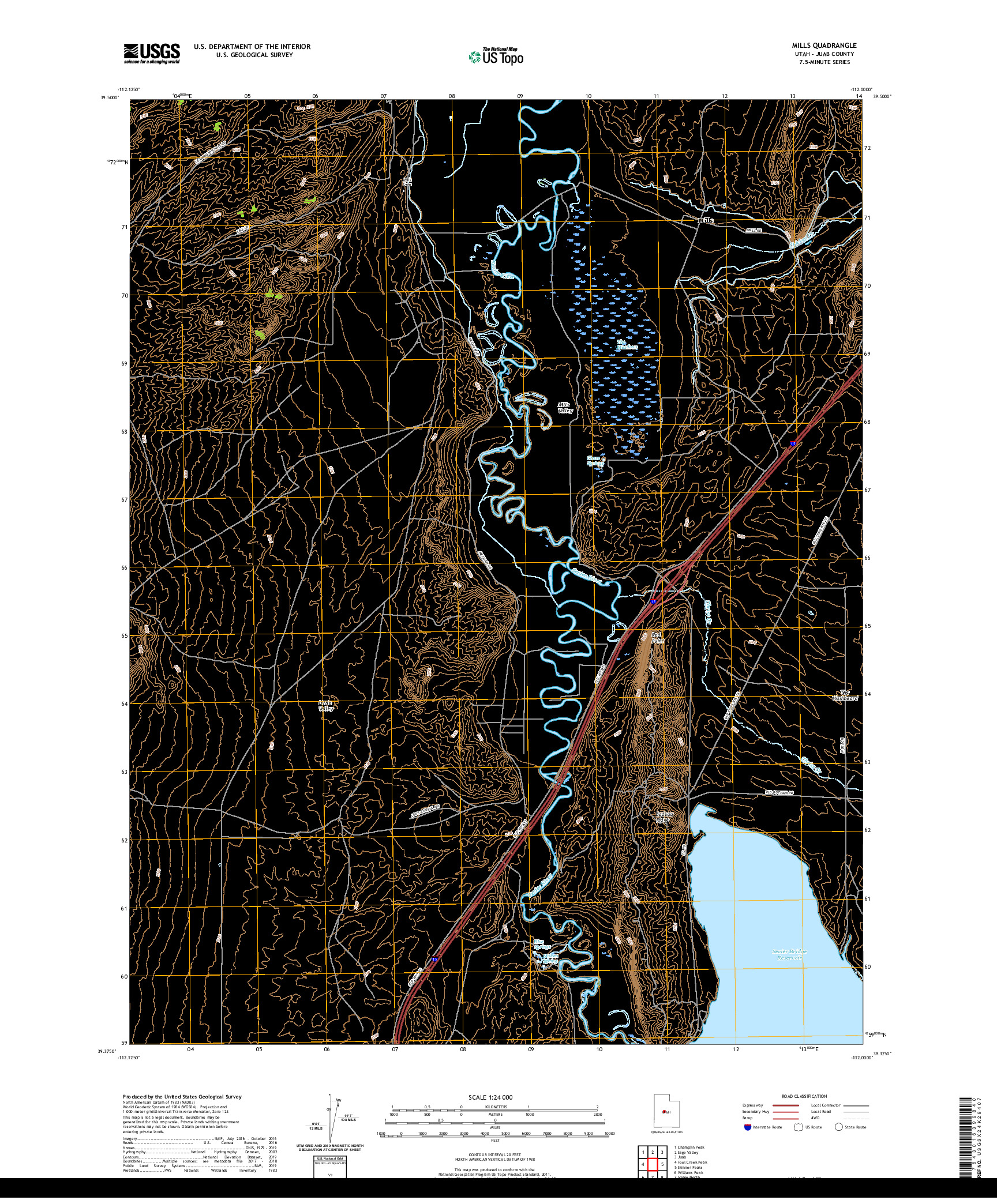 USGS US TOPO 7.5-MINUTE MAP FOR MILLS, UT 2020