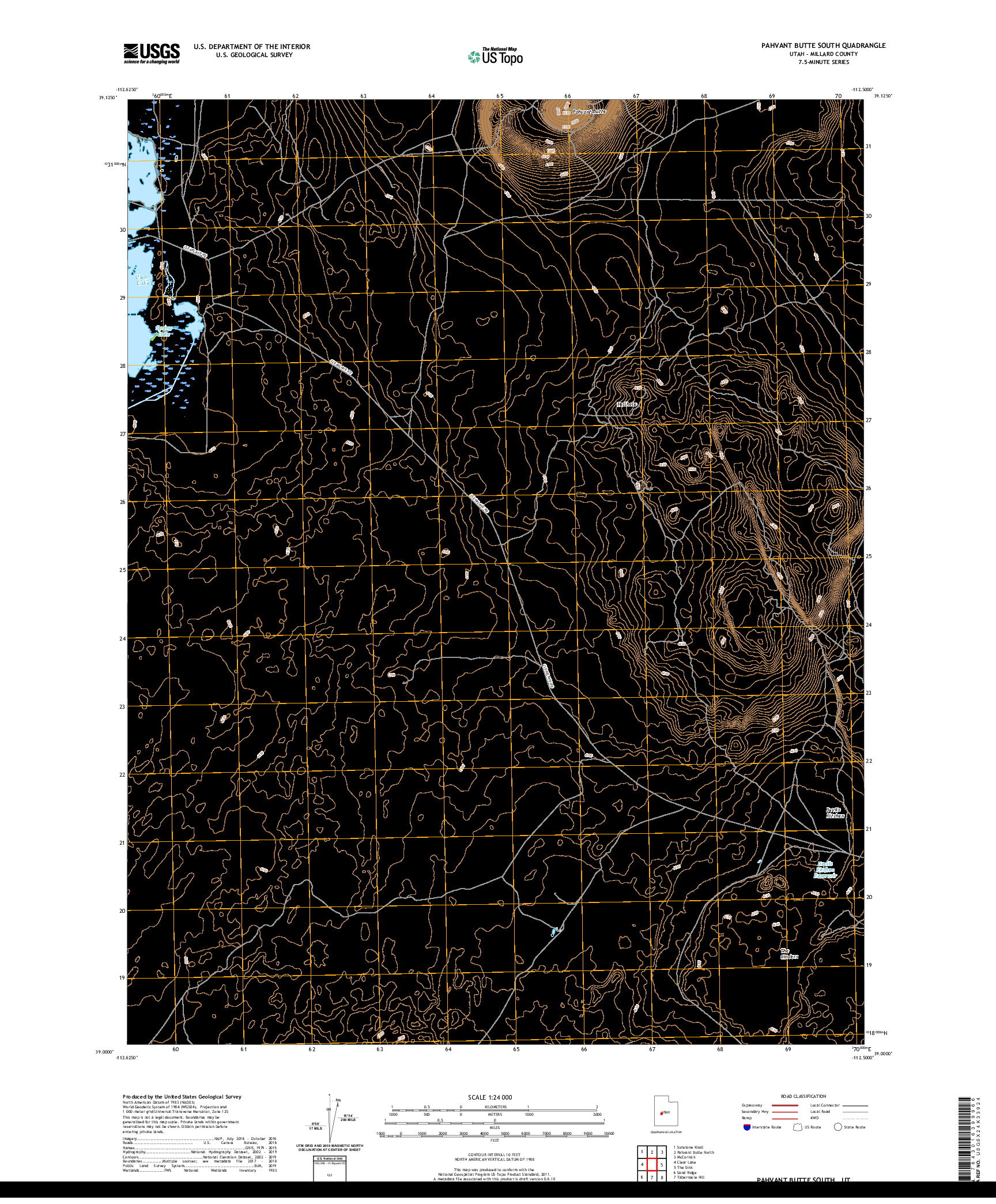 USGS US TOPO 7.5-MINUTE MAP FOR PAHVANT BUTTE SOUTH, UT 2020