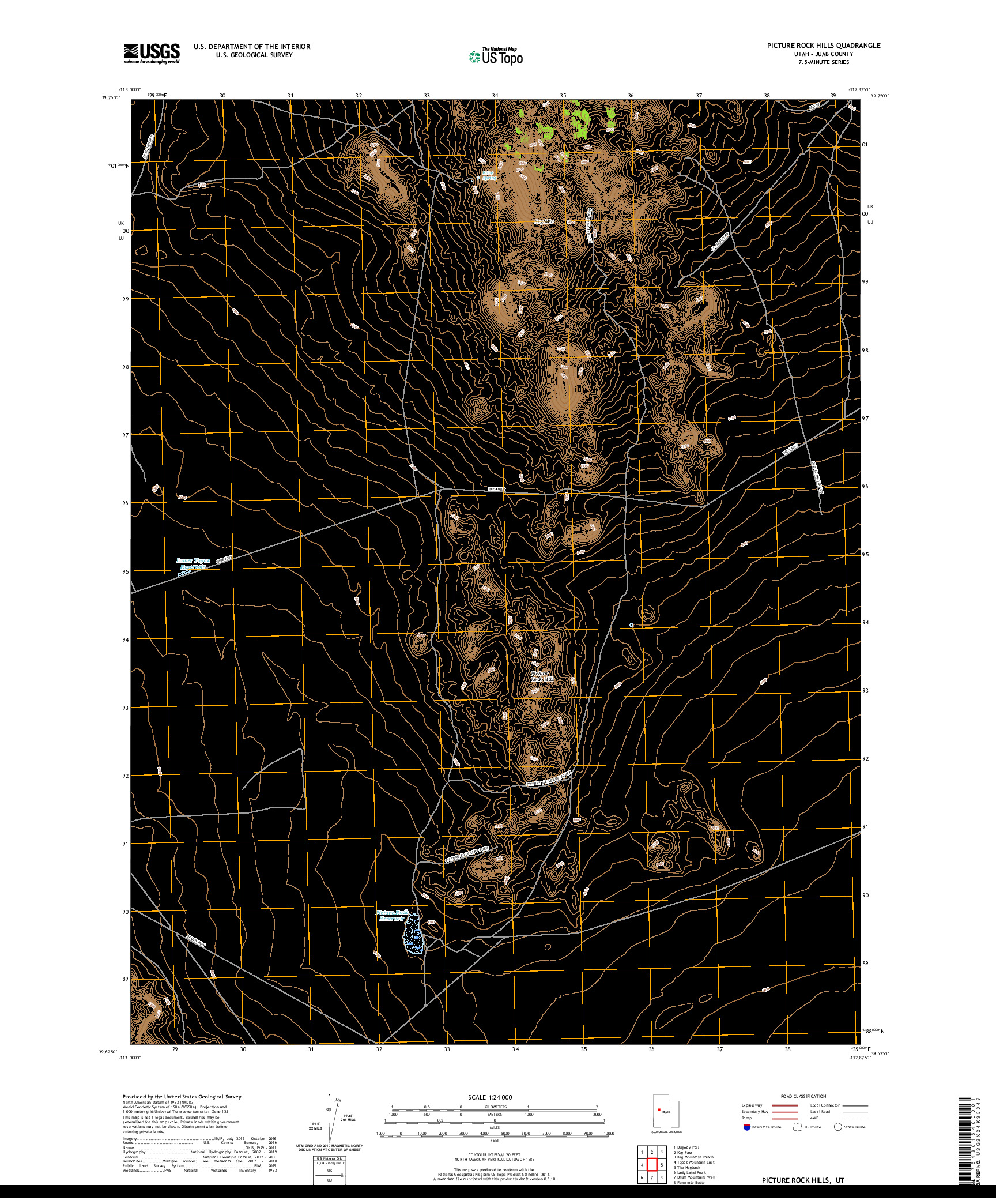 USGS US TOPO 7.5-MINUTE MAP FOR PICTURE ROCK HILLS, UT 2020