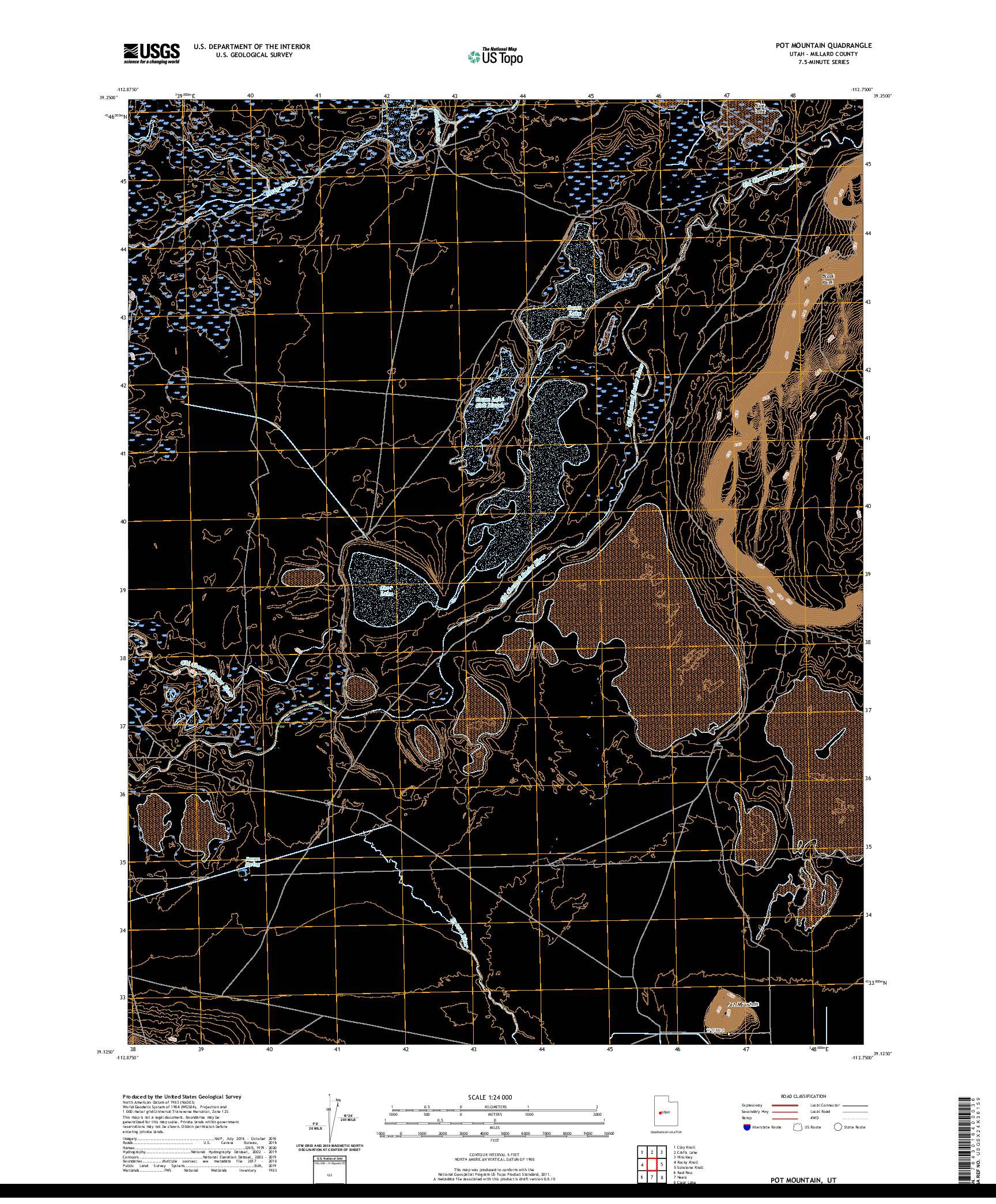 USGS US TOPO 7.5-MINUTE MAP FOR POT MOUNTAIN, UT 2020