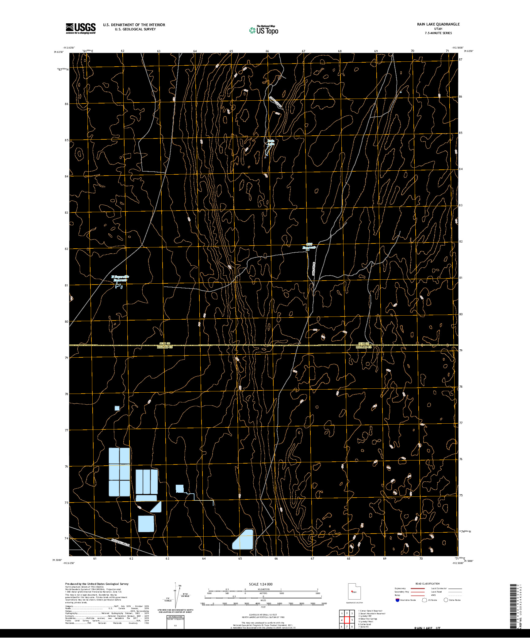 USGS US TOPO 7.5-MINUTE MAP FOR RAIN LAKE, UT 2020