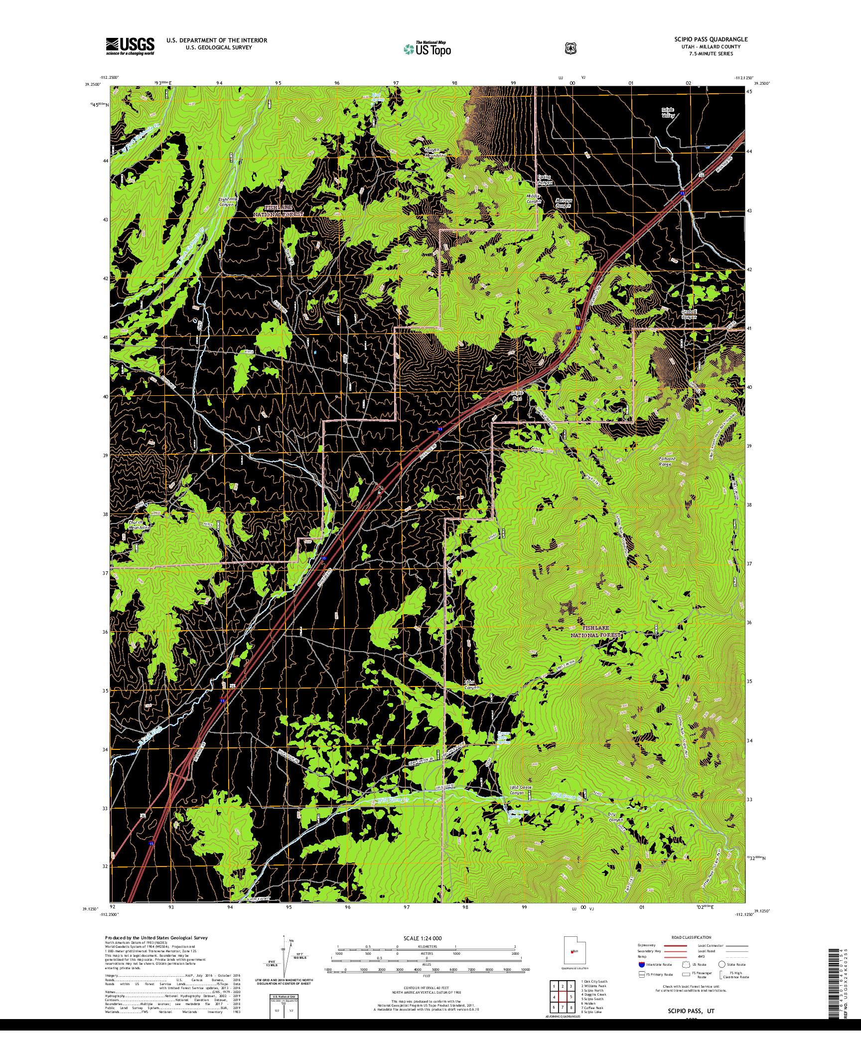 USGS US TOPO 7.5-MINUTE MAP FOR SCIPIO PASS, UT 2020