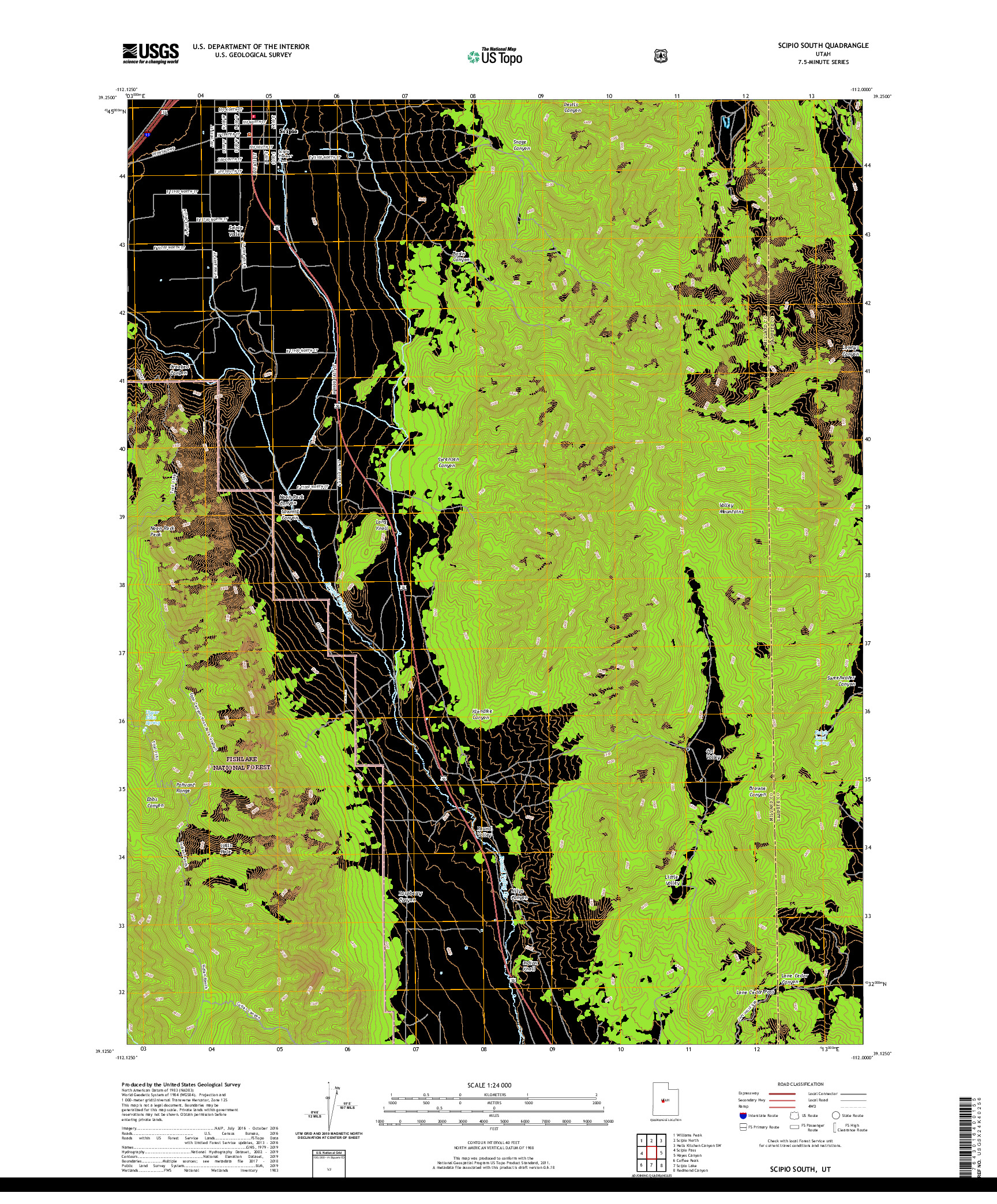 USGS US TOPO 7.5-MINUTE MAP FOR SCIPIO SOUTH, UT 2020