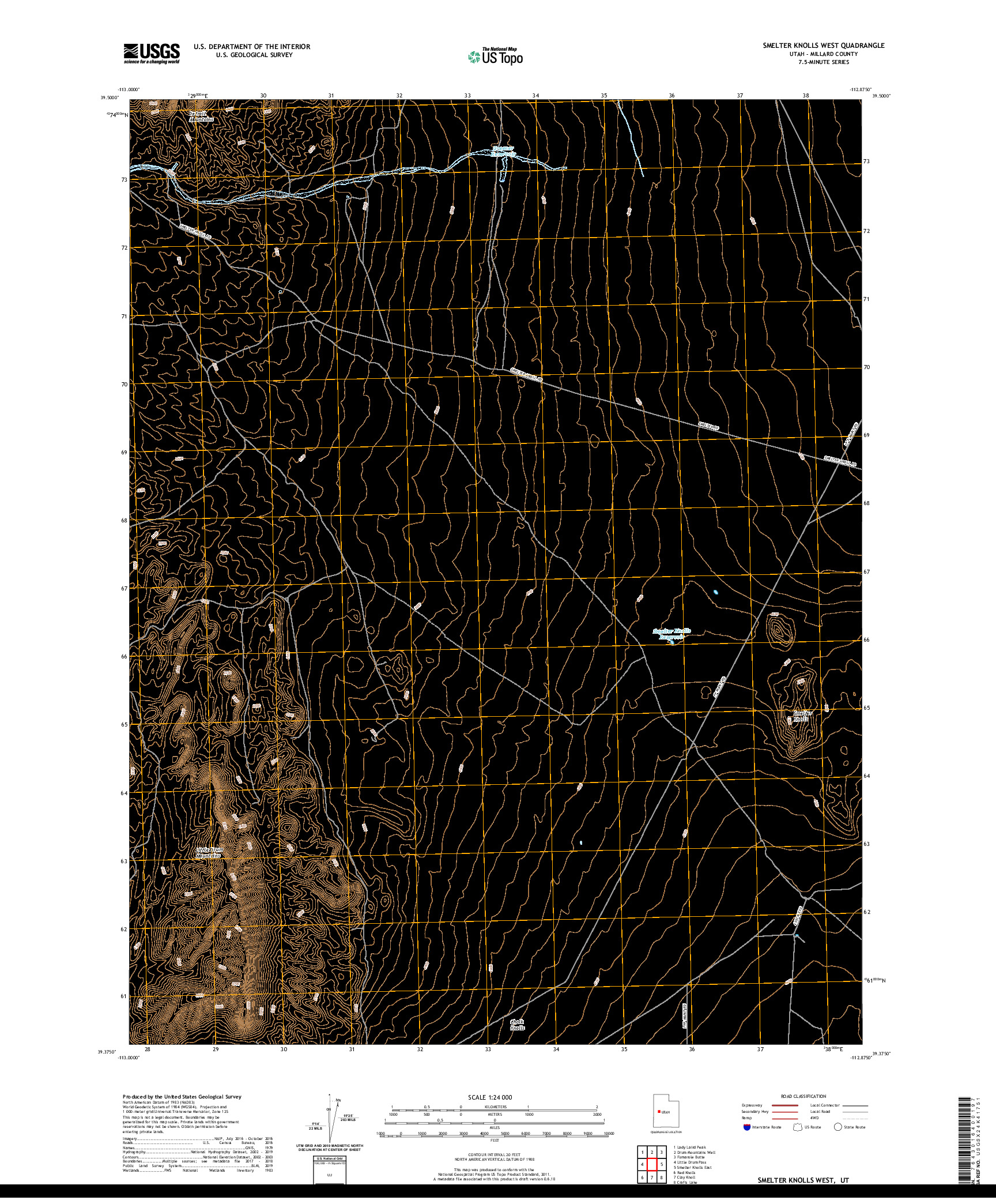 USGS US TOPO 7.5-MINUTE MAP FOR SMELTER KNOLLS WEST, UT 2020