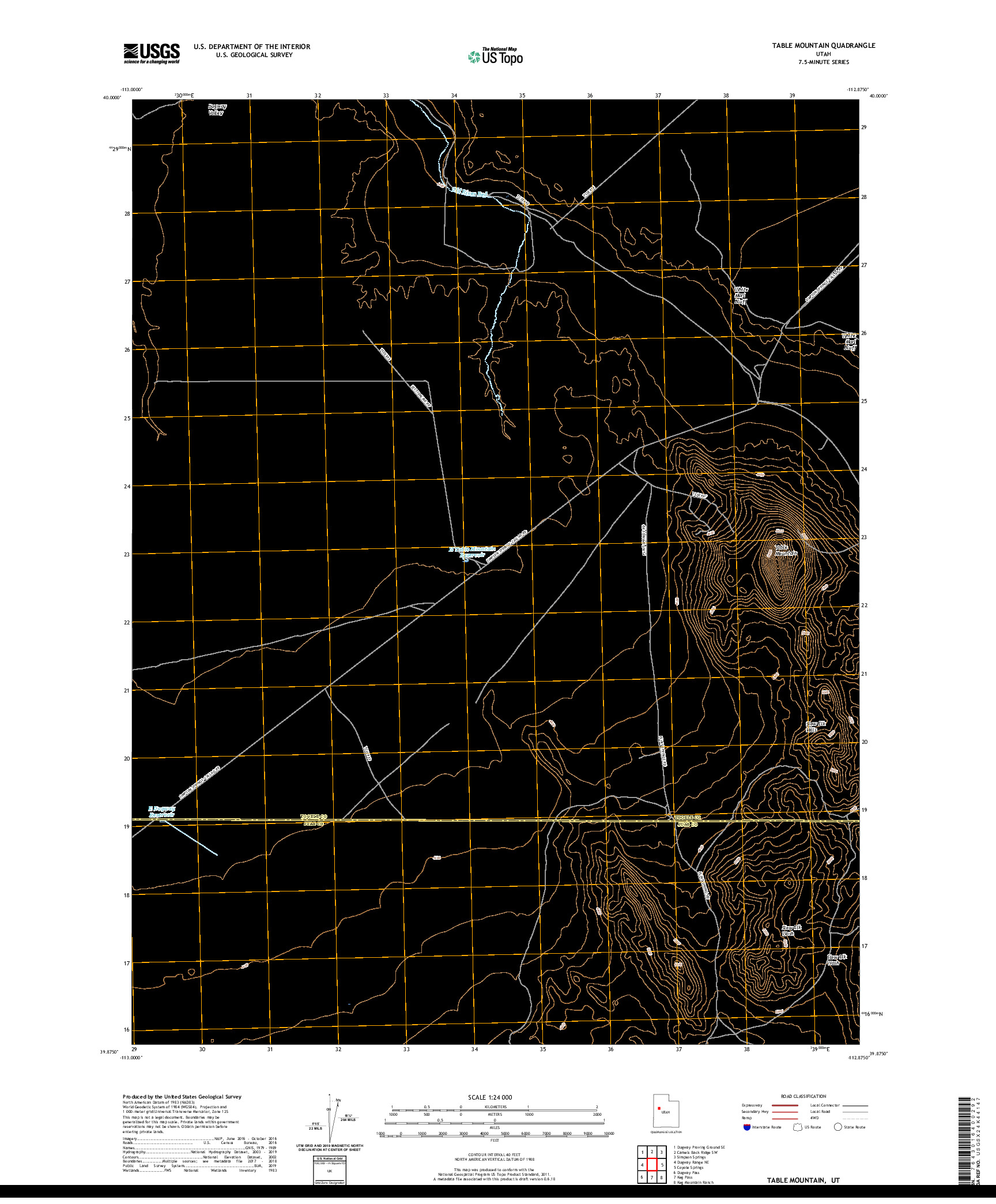 USGS US TOPO 7.5-MINUTE MAP FOR TABLE MOUNTAIN, UT 2020