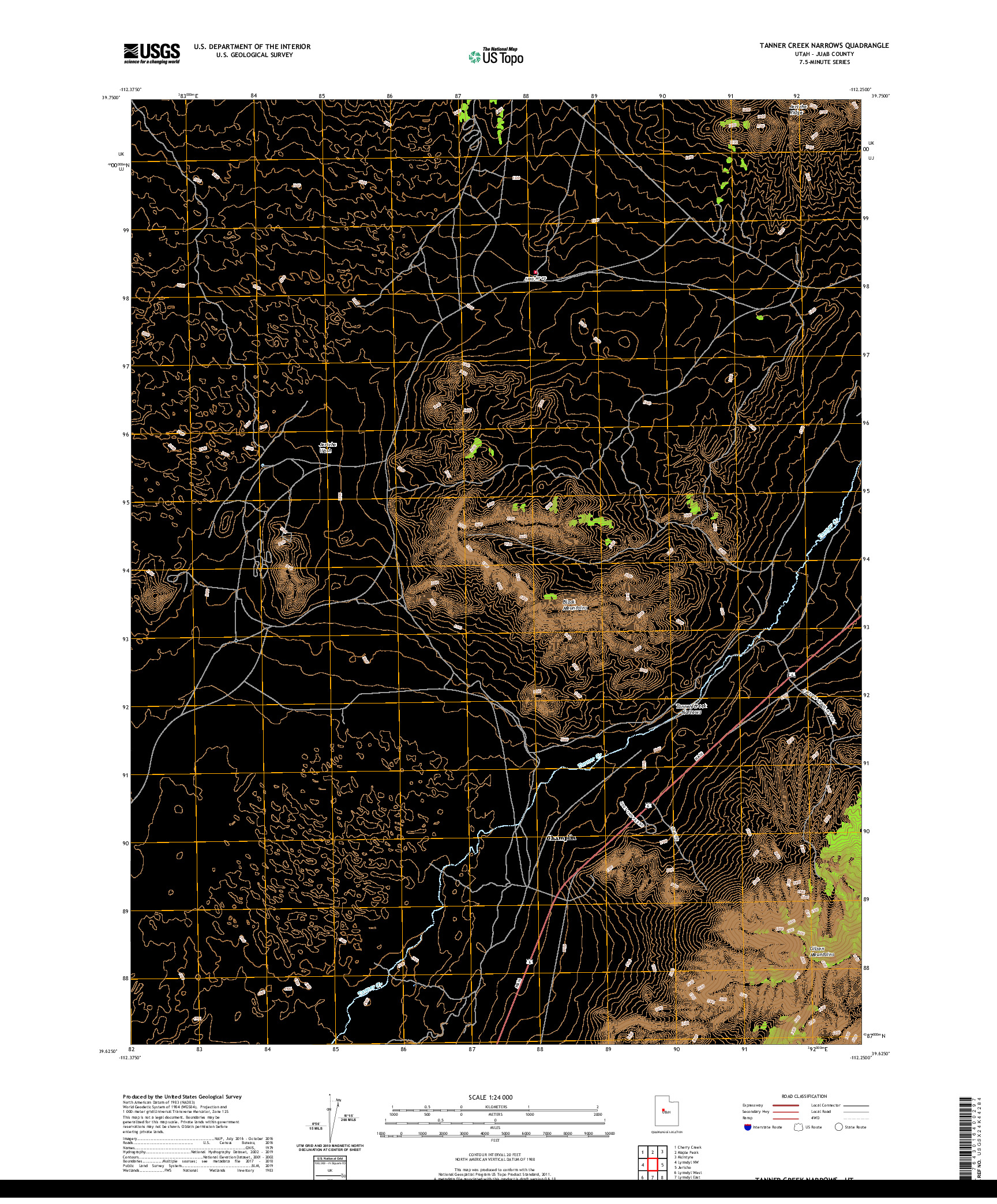 USGS US TOPO 7.5-MINUTE MAP FOR TANNER CREEK NARROWS, UT 2020