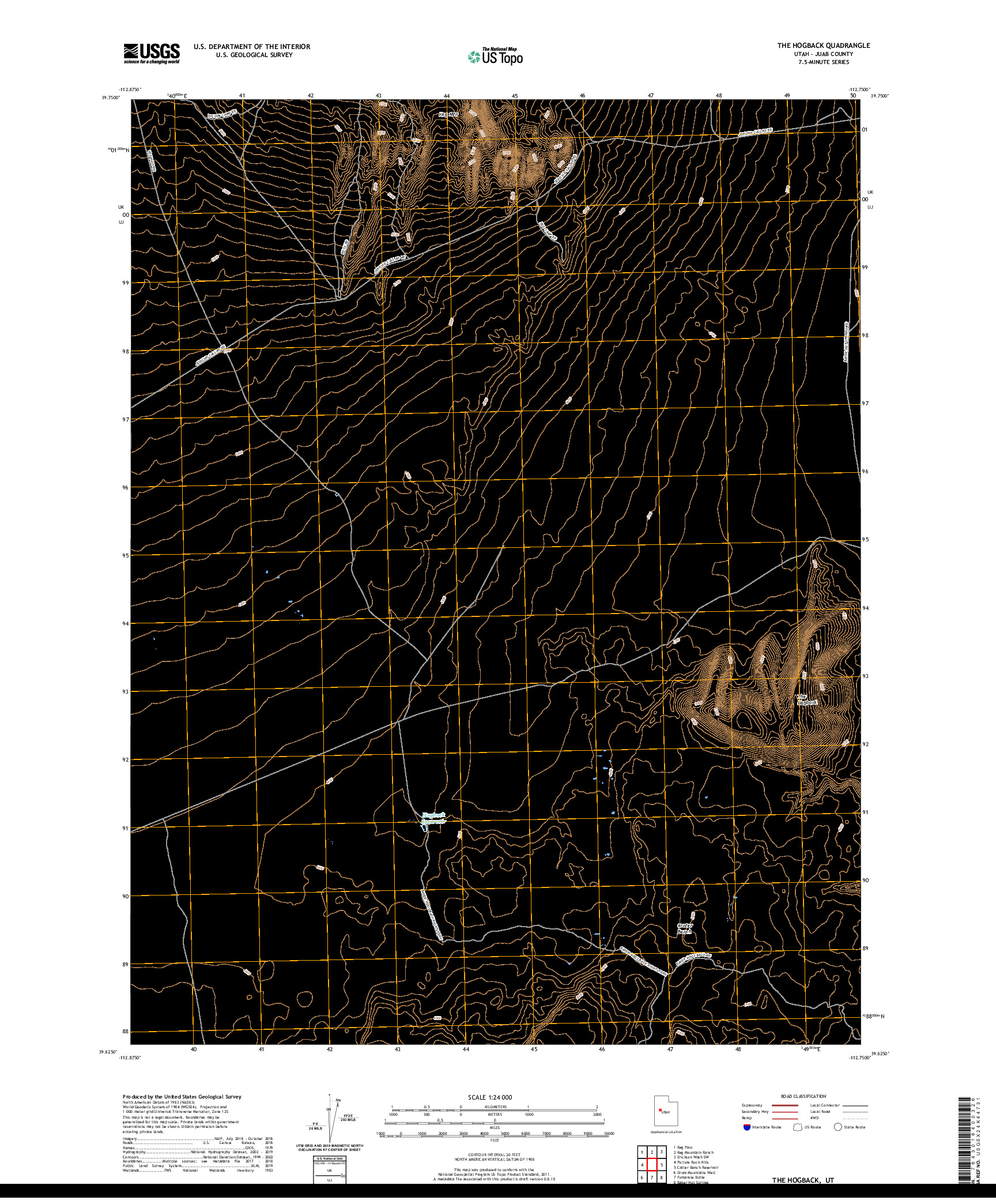 USGS US TOPO 7.5-MINUTE MAP FOR THE HOGBACK, UT 2020