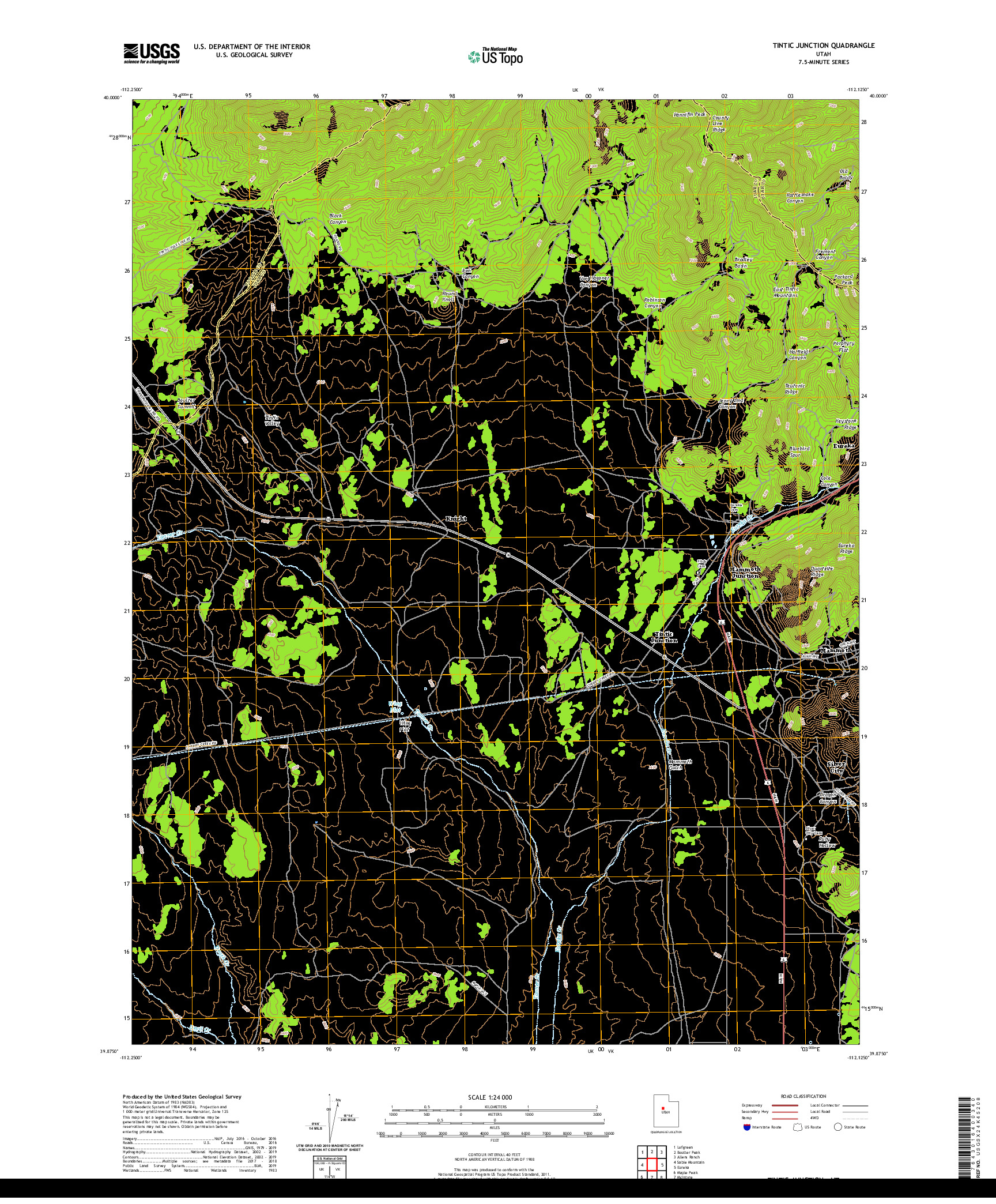 USGS US TOPO 7.5-MINUTE MAP FOR TINTIC JUNCTION, UT 2020