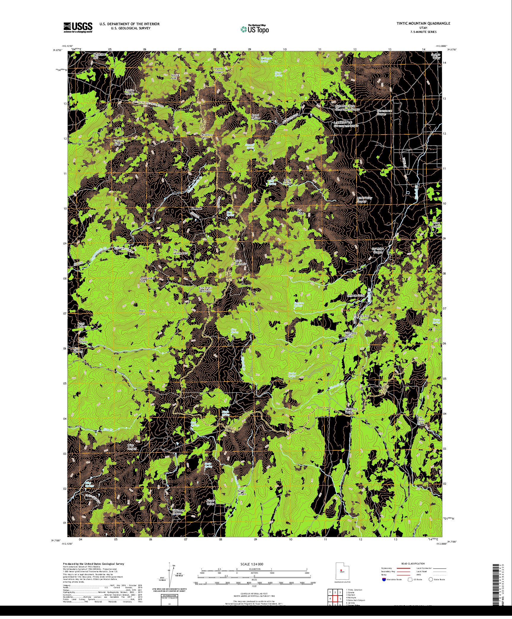 USGS US TOPO 7.5-MINUTE MAP FOR TINTIC MOUNTAIN, UT 2020
