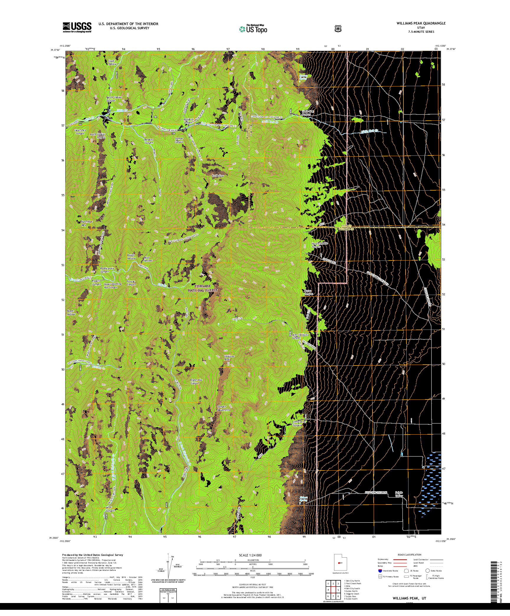 USGS US TOPO 7.5-MINUTE MAP FOR WILLIAMS PEAK, UT 2020