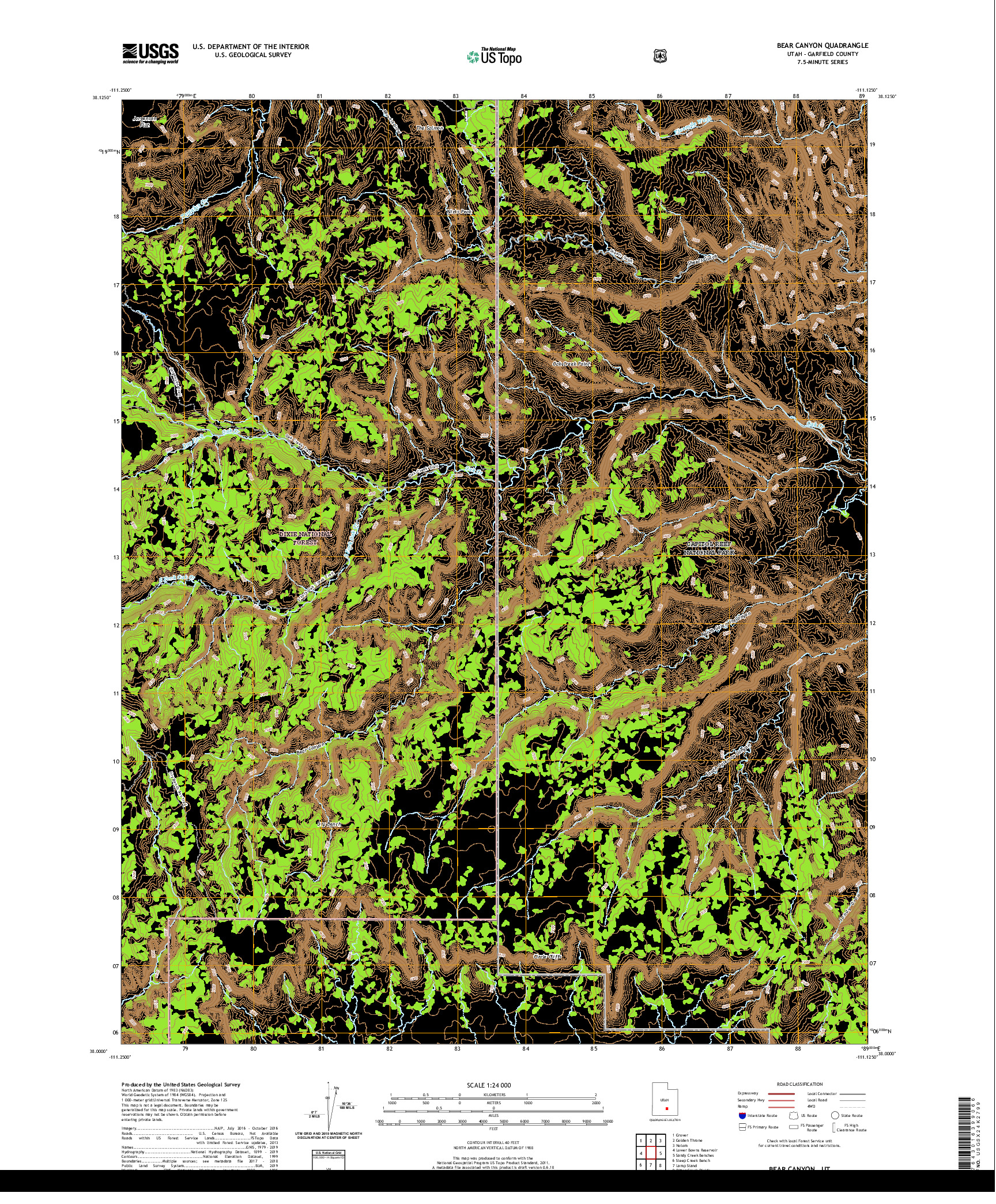 USGS US TOPO 7.5-MINUTE MAP FOR BEAR CANYON, UT 2020