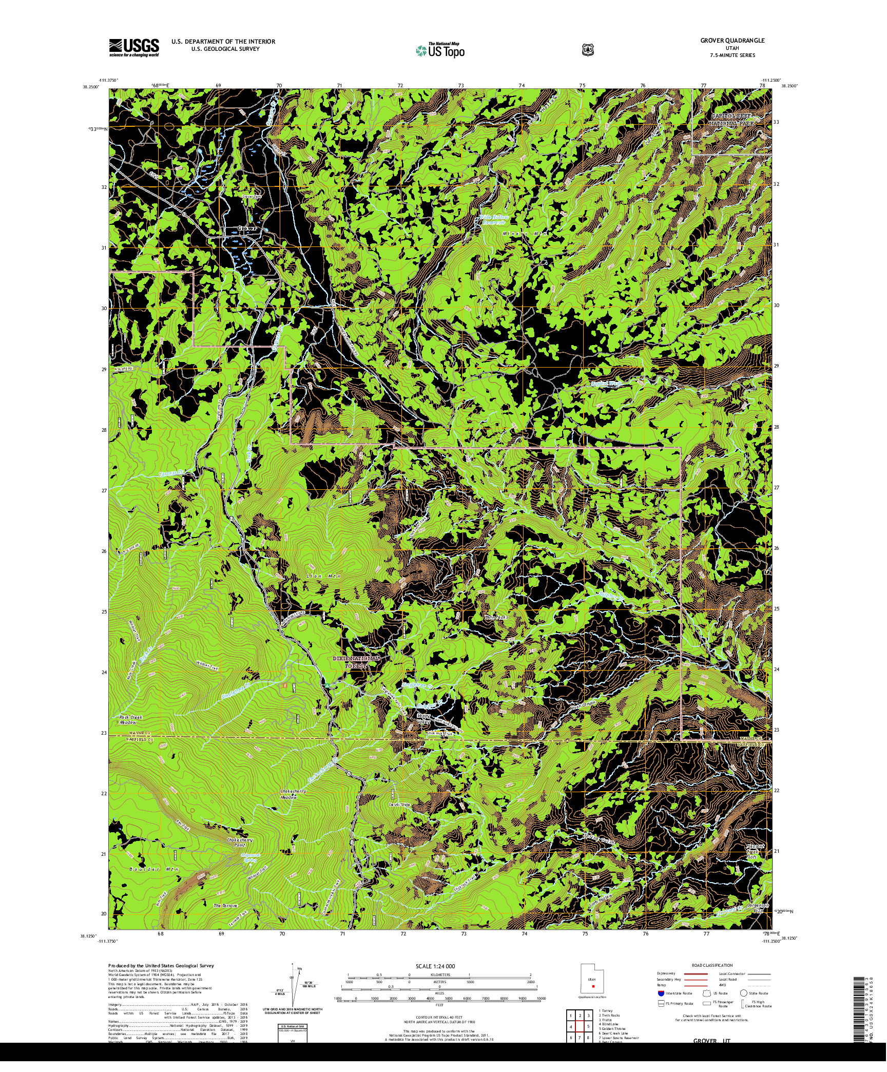 USGS US TOPO 7.5-MINUTE MAP FOR GROVER, UT 2020