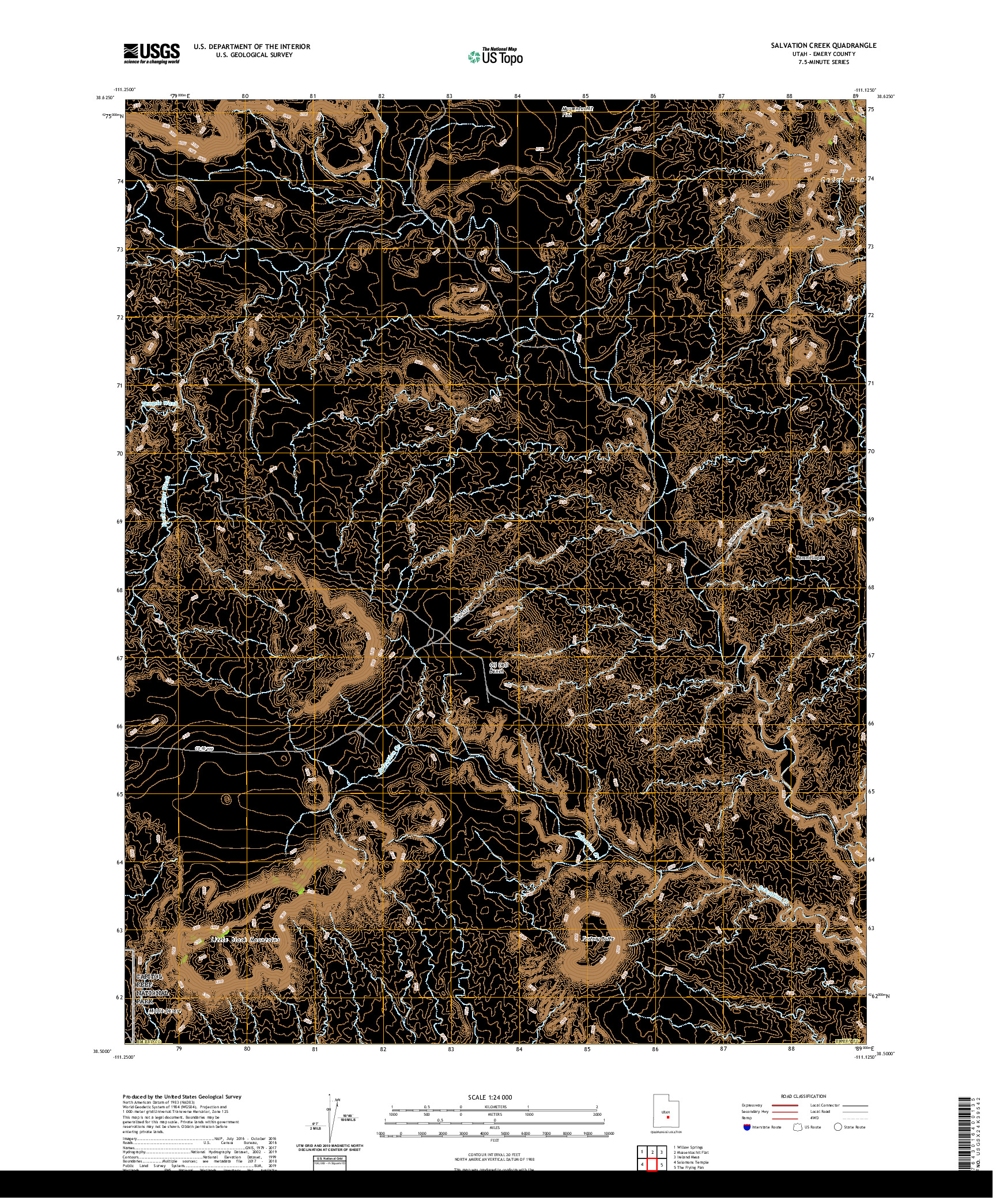 USGS US TOPO 7.5-MINUTE MAP FOR SALVATION CREEK, UT 2020