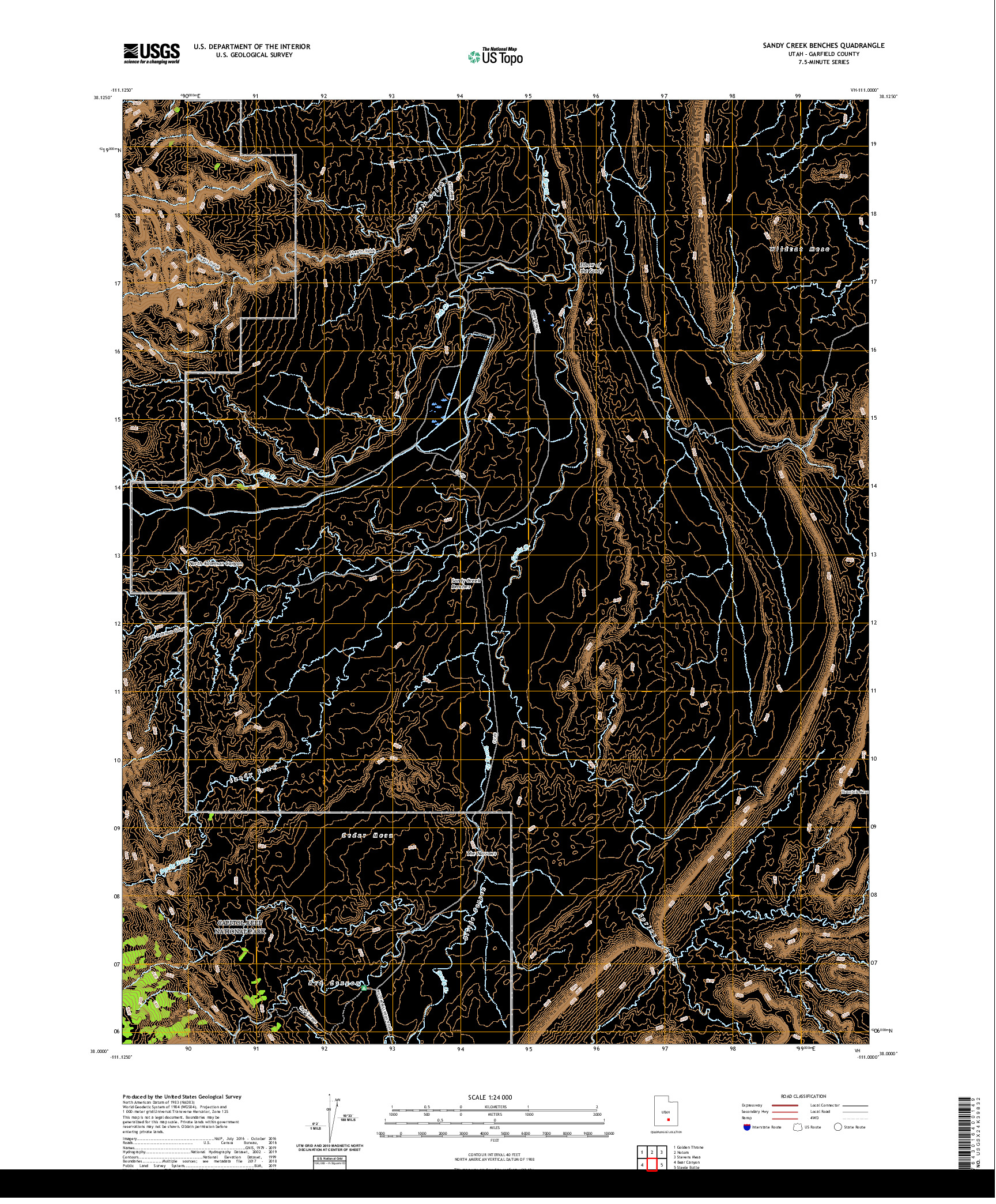 USGS US TOPO 7.5-MINUTE MAP FOR SANDY CREEK BENCHES, UT 2020