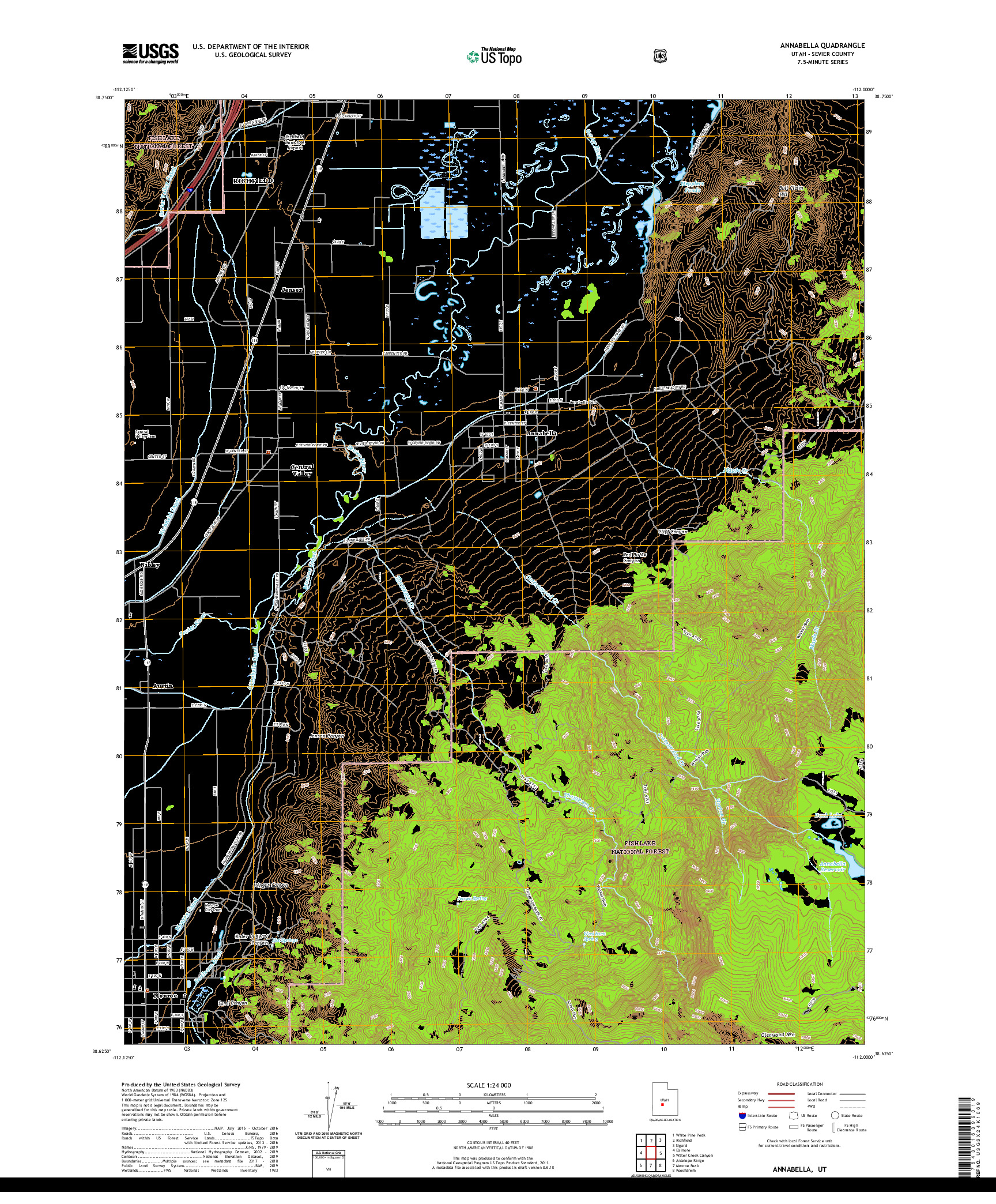USGS US TOPO 7.5-MINUTE MAP FOR ANNABELLA, UT 2020