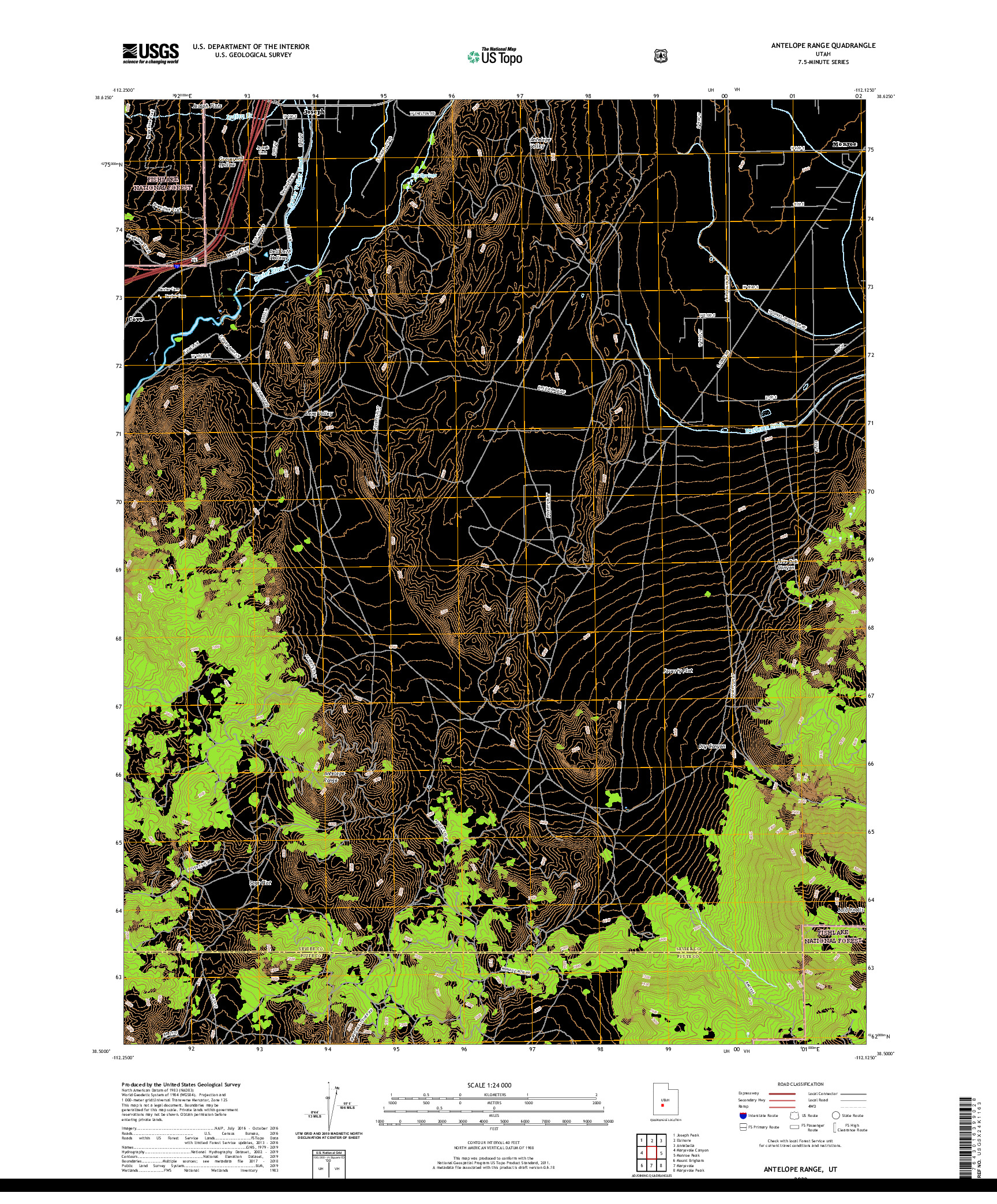 USGS US TOPO 7.5-MINUTE MAP FOR ANTELOPE RANGE, UT 2020