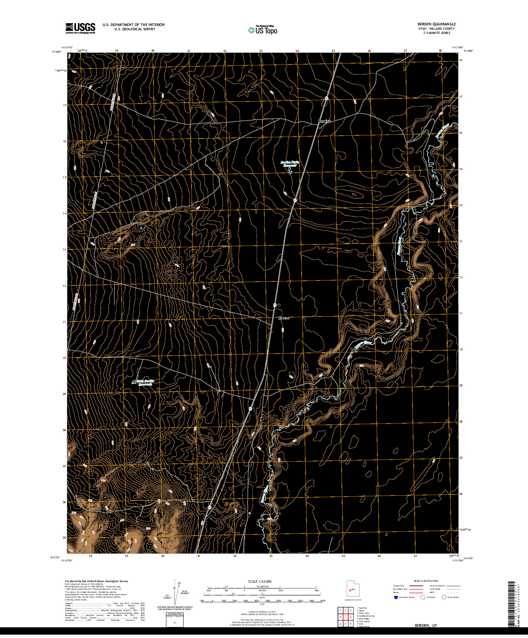 USGS US TOPO 7.5-MINUTE MAP FOR BORDEN, UT 2020