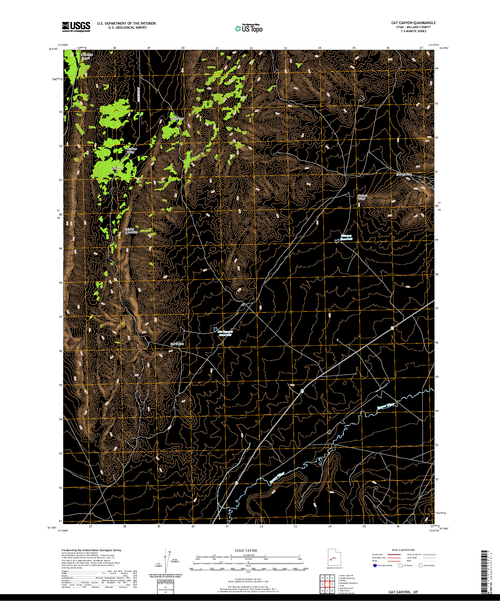 USGS US TOPO 7.5-MINUTE MAP FOR CAT CANYON, UT 2020