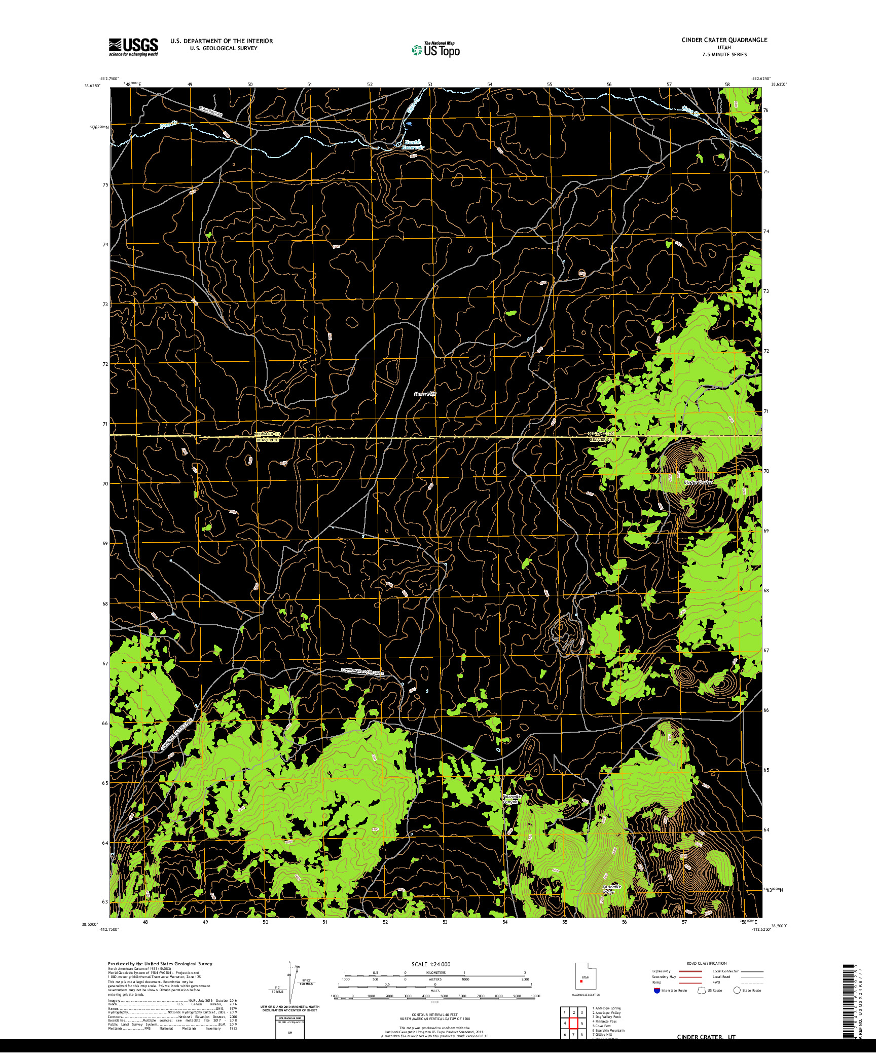 USGS US TOPO 7.5-MINUTE MAP FOR CINDER CRATER, UT 2020