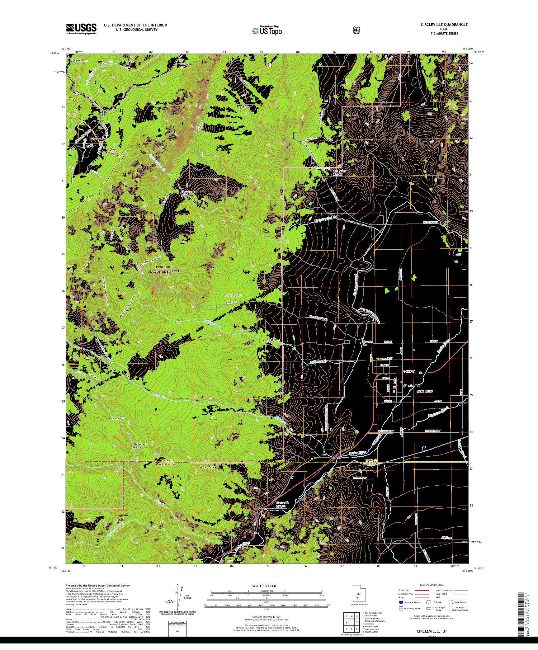 USGS US TOPO 7.5-MINUTE MAP FOR CIRCLEVILLE, UT 2020