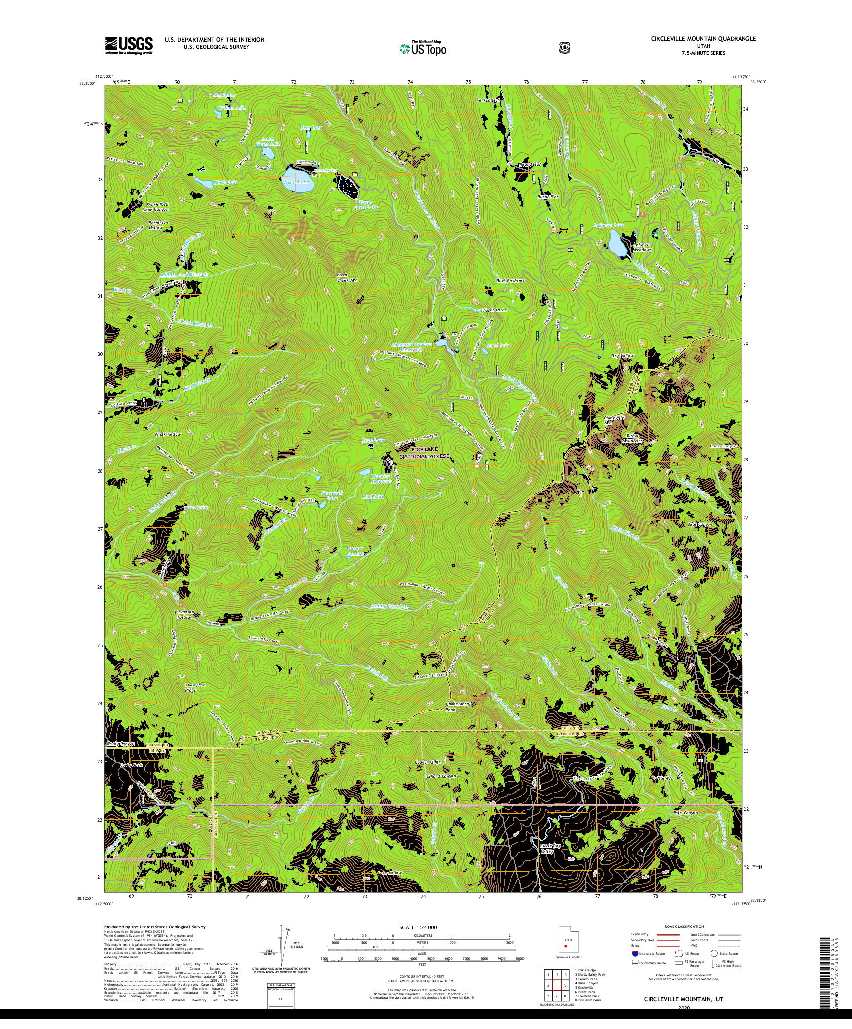 USGS US TOPO 7.5-MINUTE MAP FOR CIRCLEVILLE MOUNTAIN, UT 2020