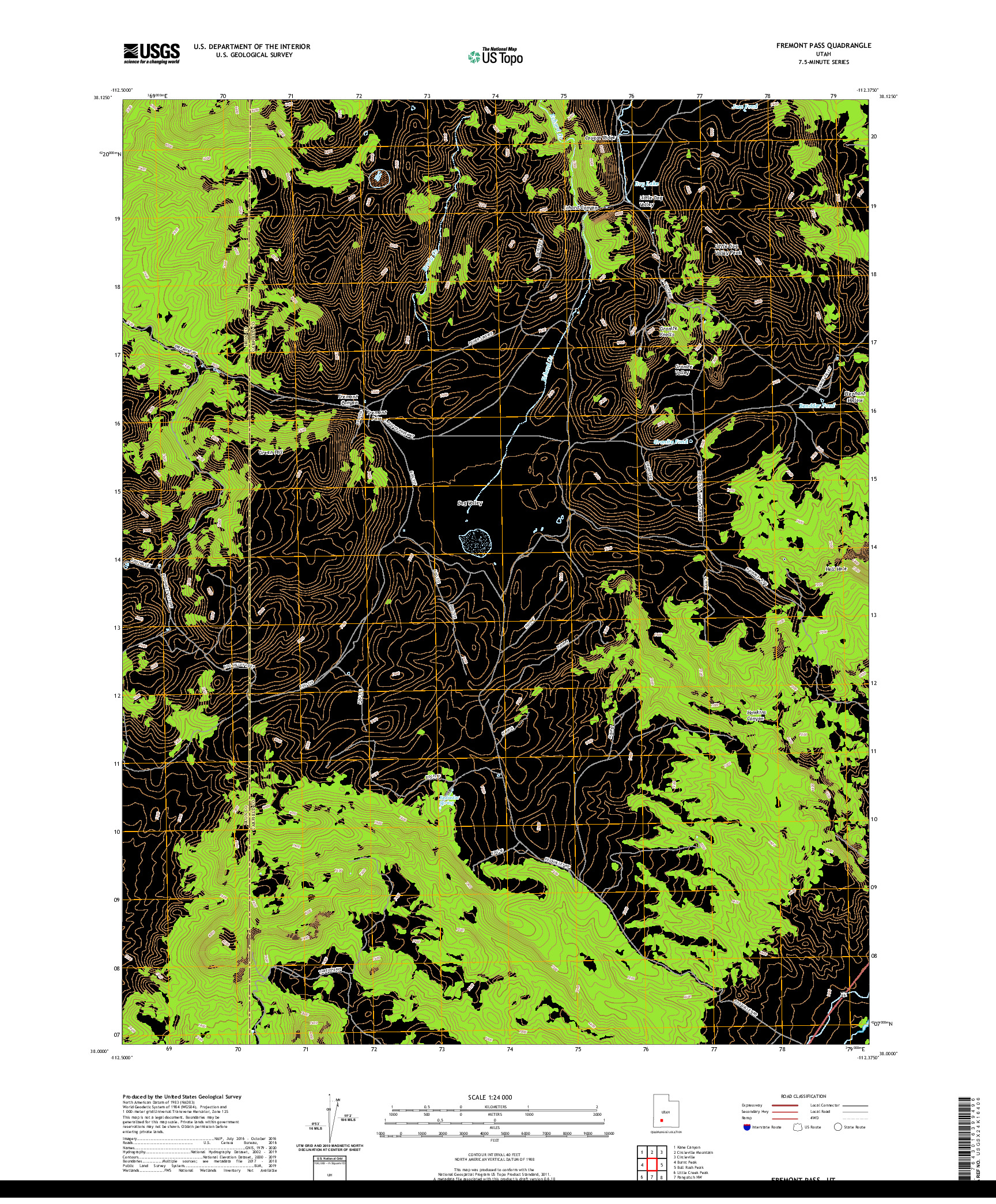 USGS US TOPO 7.5-MINUTE MAP FOR FREMONT PASS, UT 2020
