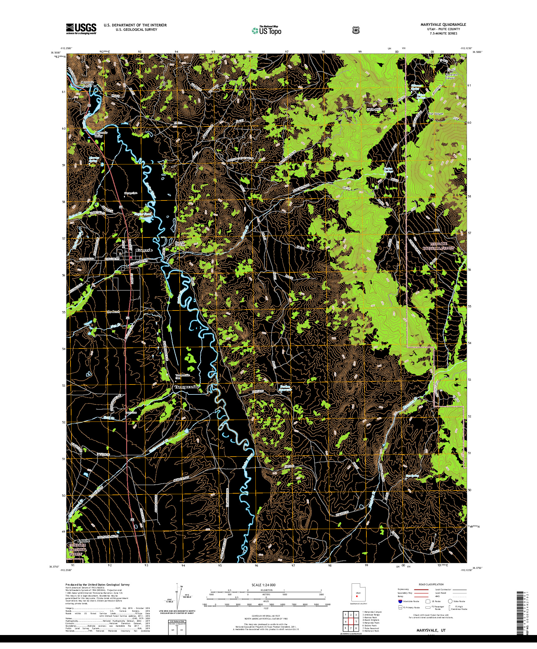 USGS US TOPO 7.5-MINUTE MAP FOR MARYSVALE, UT 2020