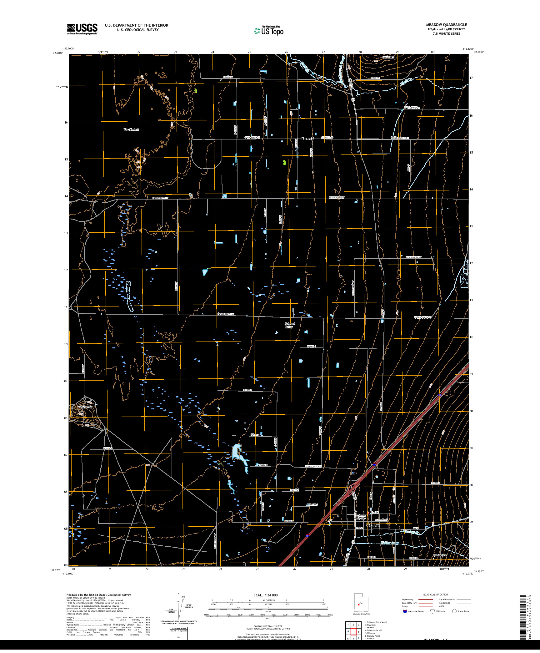 USGS US TOPO 7.5-MINUTE MAP FOR MEADOW, UT 2020
