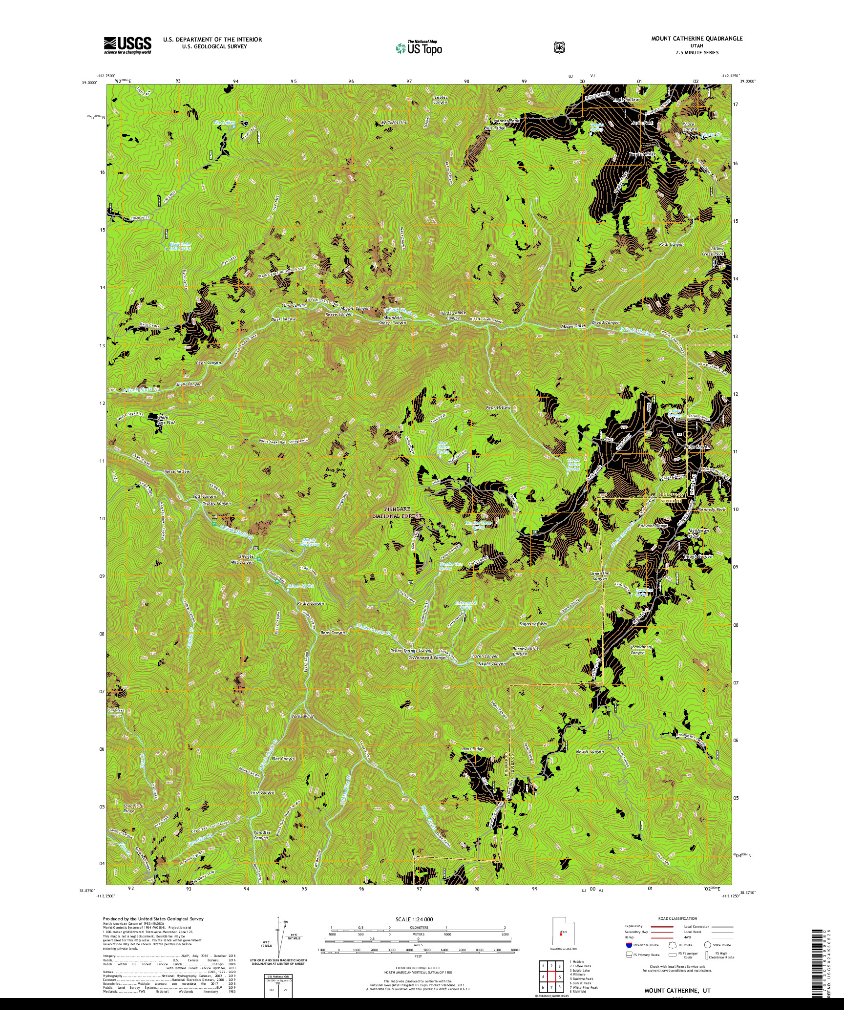 USGS US TOPO 7.5-MINUTE MAP FOR MOUNT CATHERINE, UT 2020