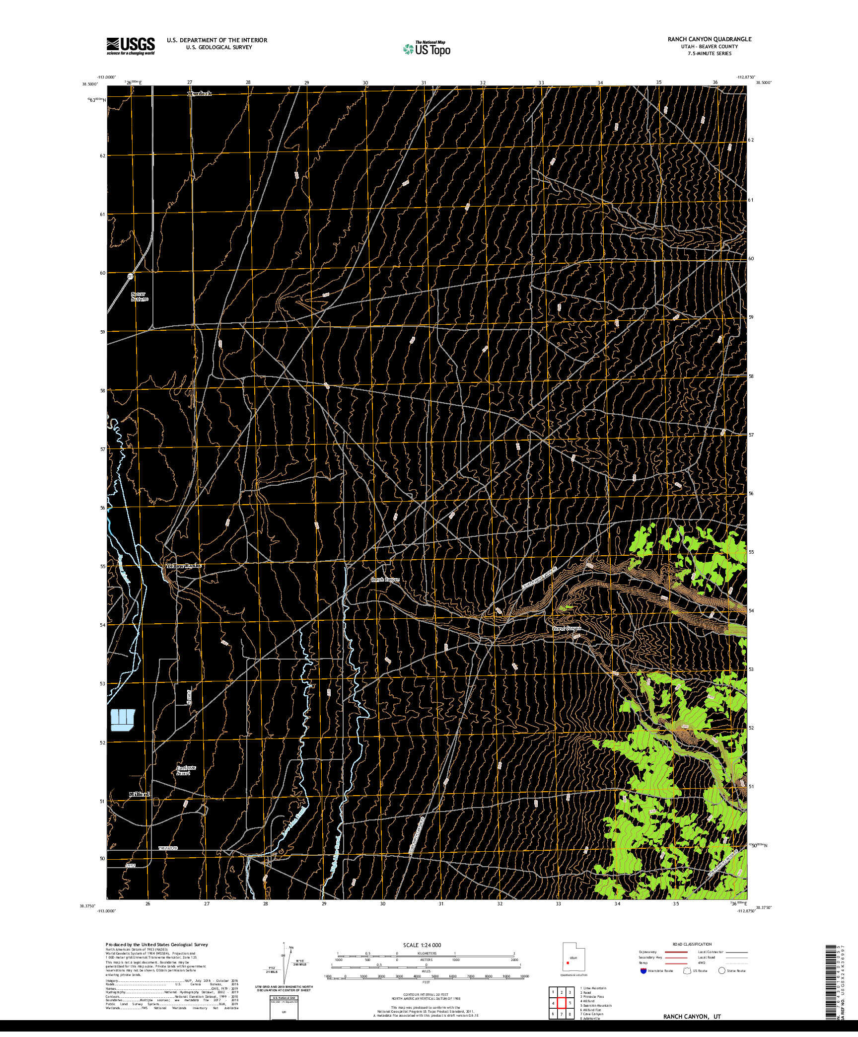 USGS US TOPO 7.5-MINUTE MAP FOR RANCH CANYON, UT 2020