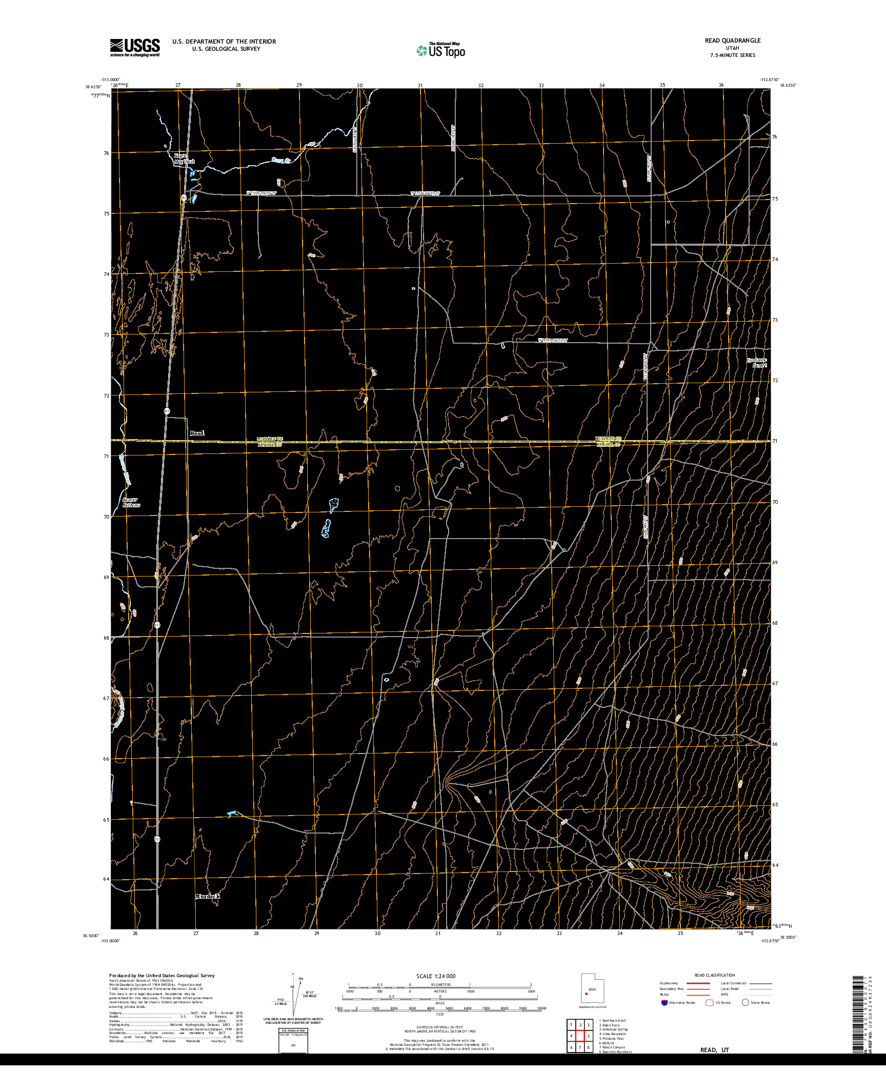 USGS US TOPO 7.5-MINUTE MAP FOR READ, UT 2020
