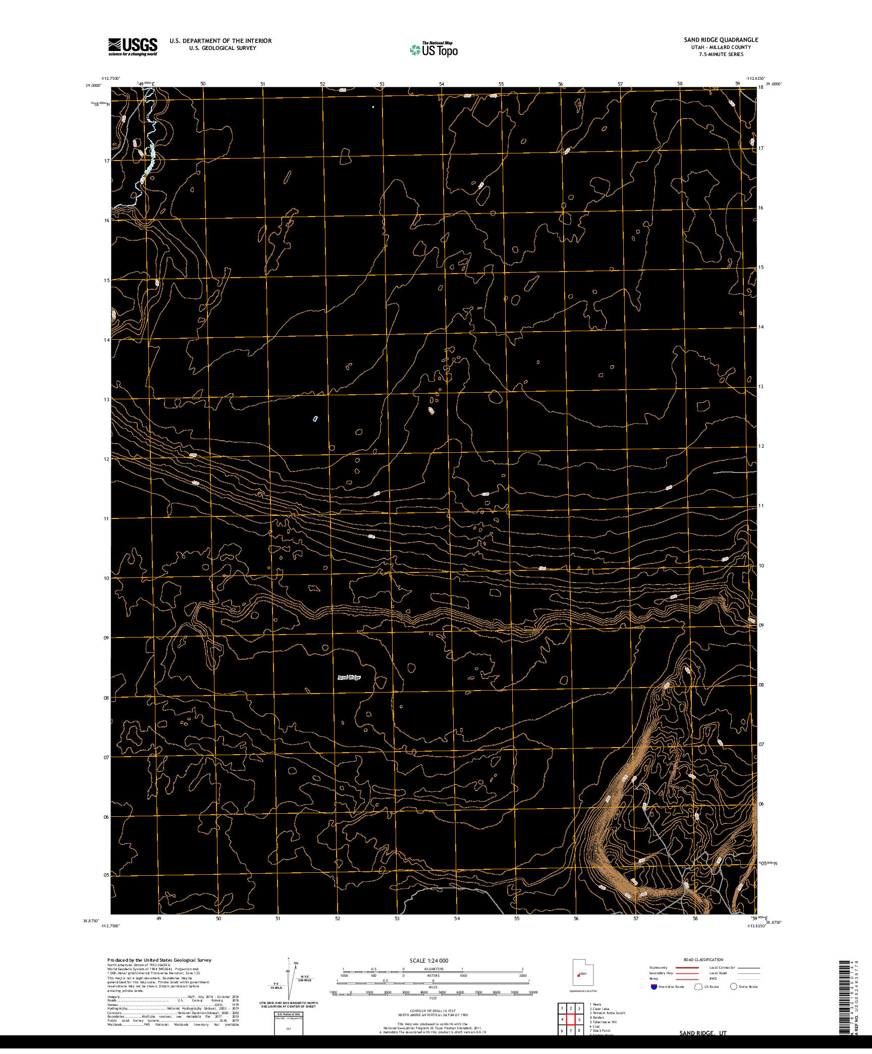 USGS US TOPO 7.5-MINUTE MAP FOR SAND RIDGE, UT 2020
