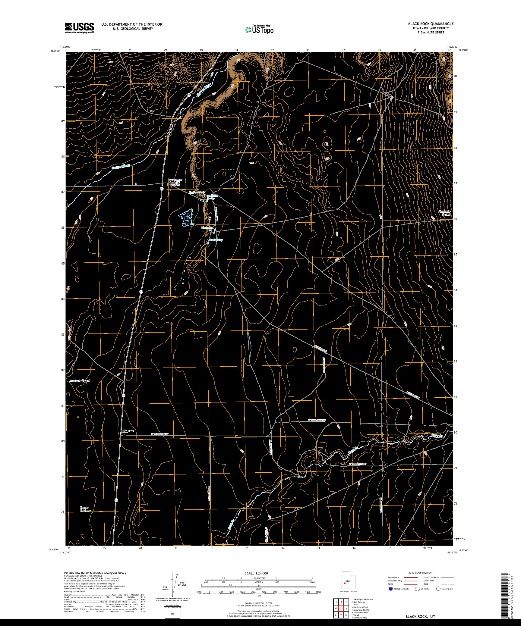 USGS US TOPO 7.5-MINUTE MAP FOR BLACK ROCK, UT 2020