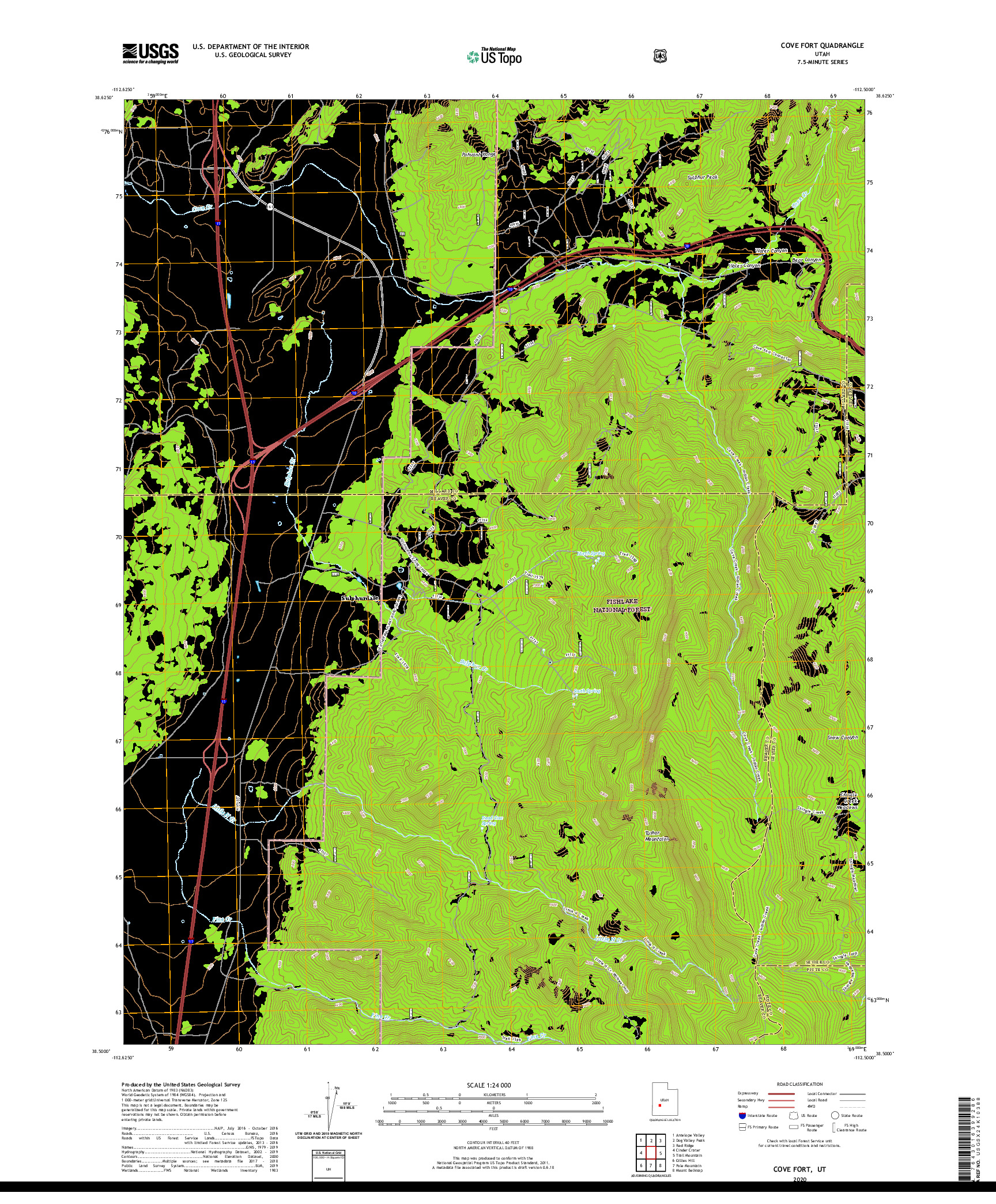 USGS US TOPO 7.5-MINUTE MAP FOR COVE FORT, UT 2020