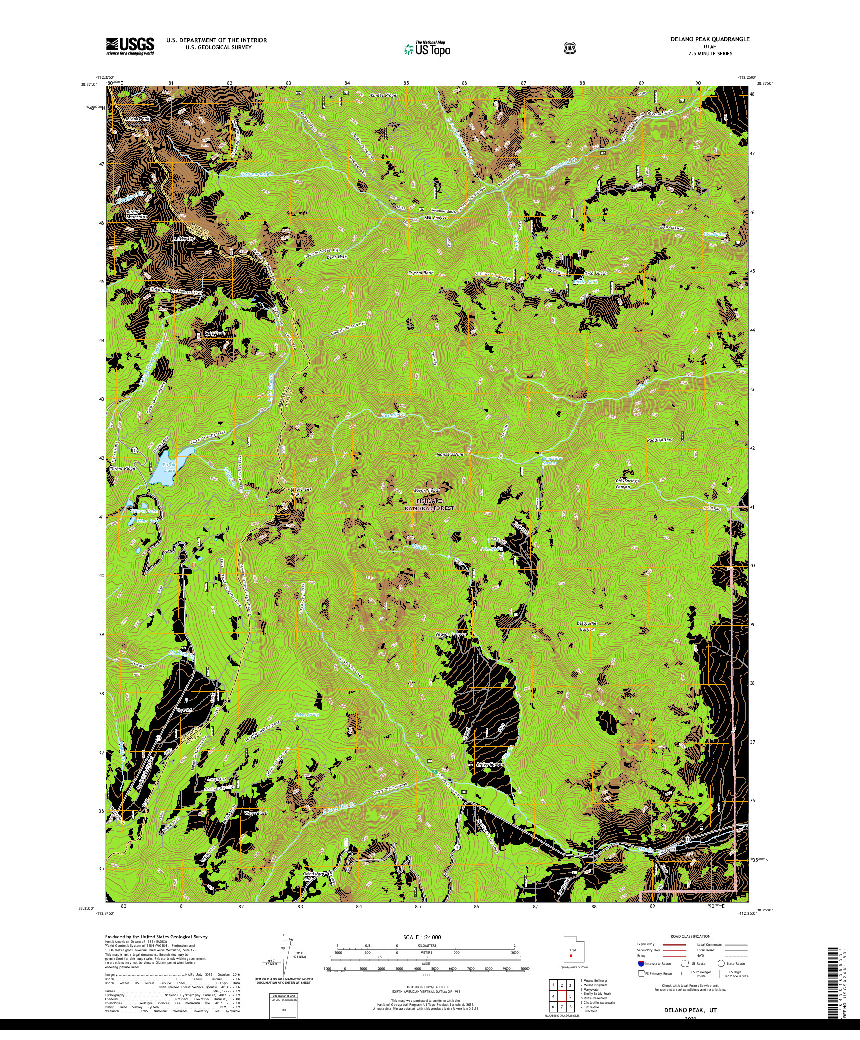 USGS US TOPO 7.5-MINUTE MAP FOR DELANO PEAK, UT 2020