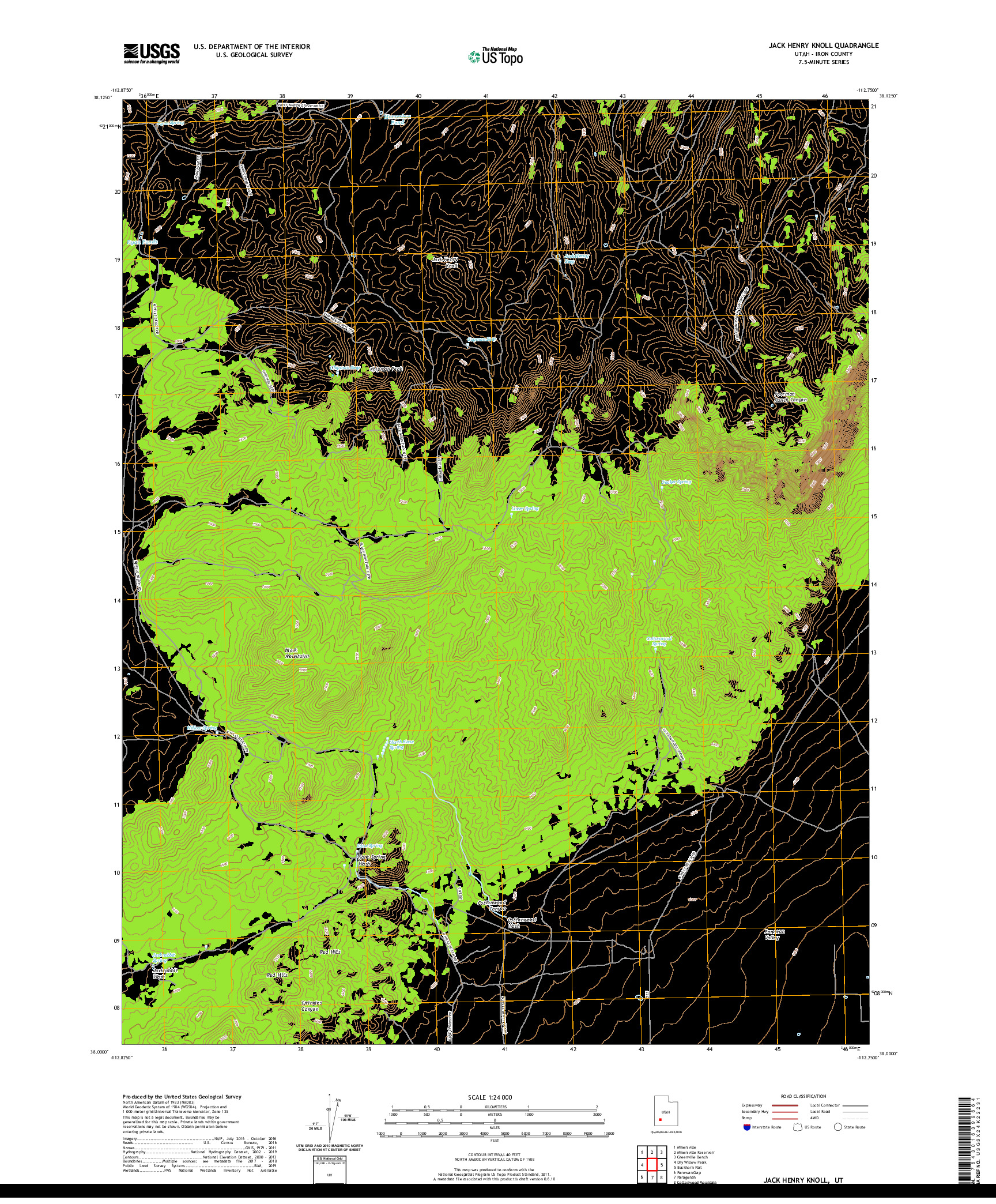USGS US TOPO 7.5-MINUTE MAP FOR JACK HENRY KNOLL, UT 2020