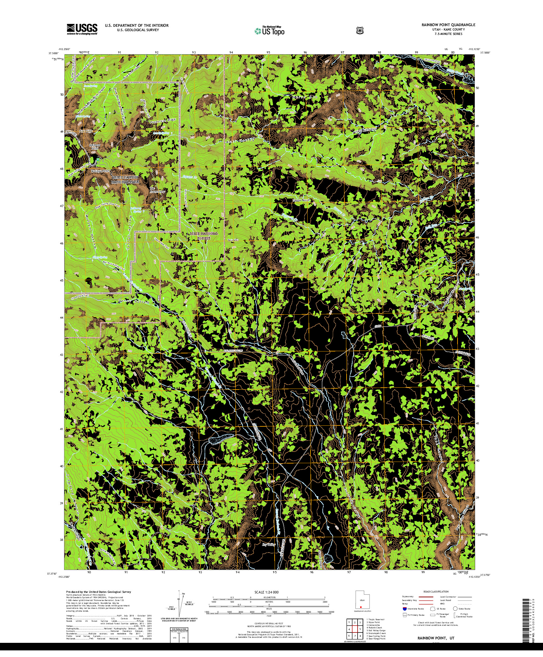 USGS US TOPO 7.5-MINUTE MAP FOR RAINBOW POINT, UT 2020