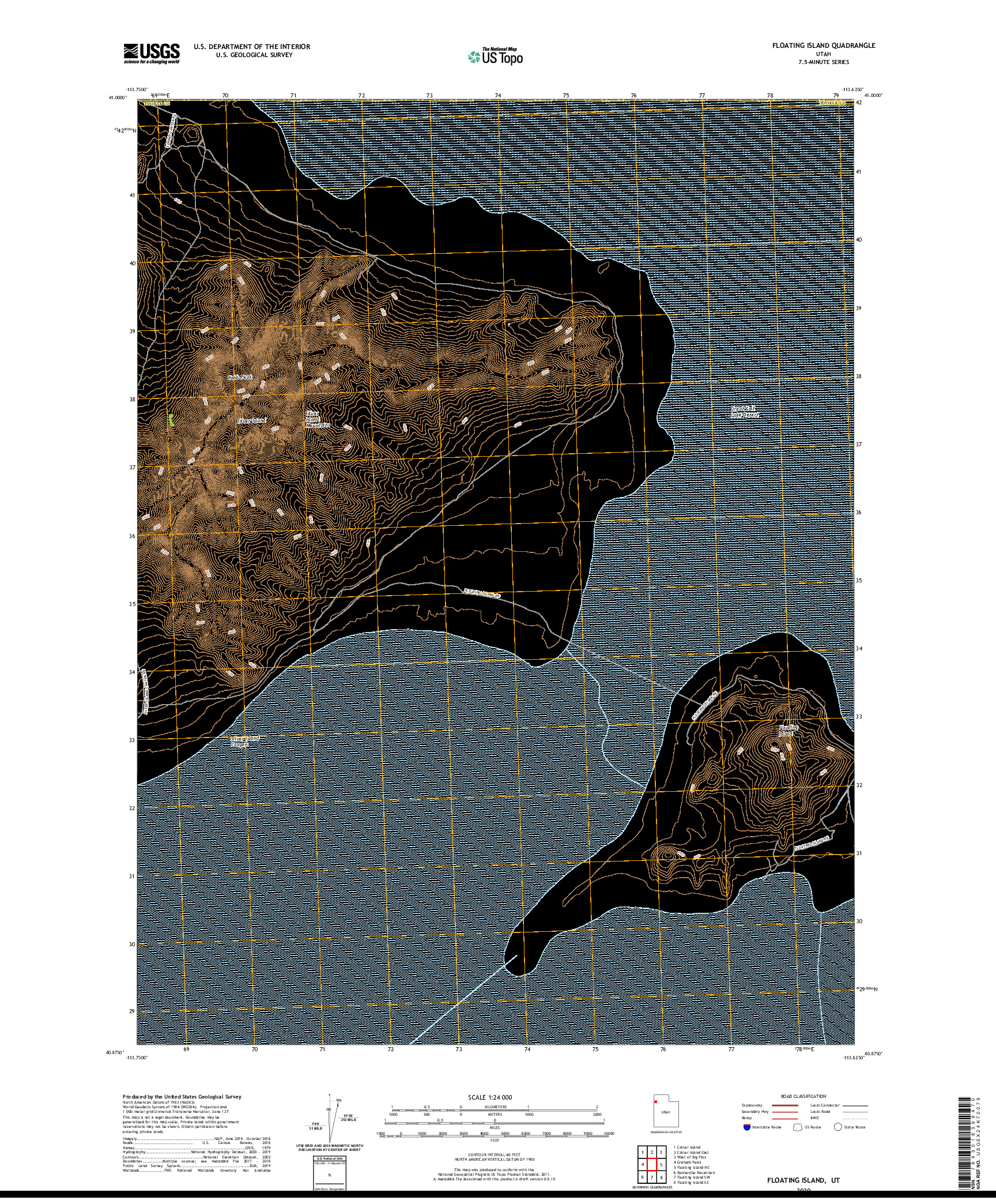 USGS US TOPO 7.5-MINUTE MAP FOR FLOATING ISLAND, UT 2020