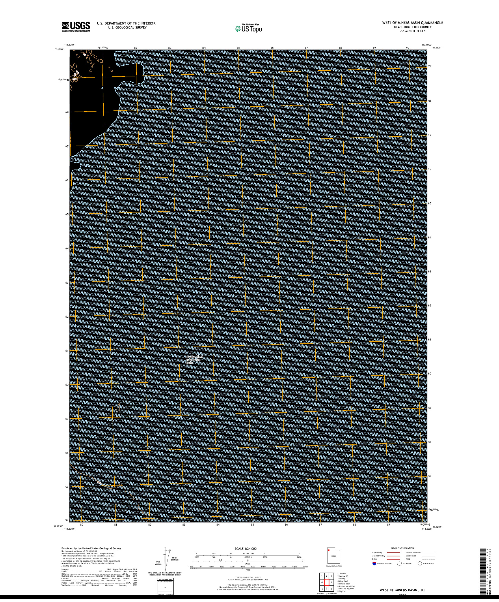 USGS US TOPO 7.5-MINUTE MAP FOR WEST OF MINERS BASIN, UT 2020