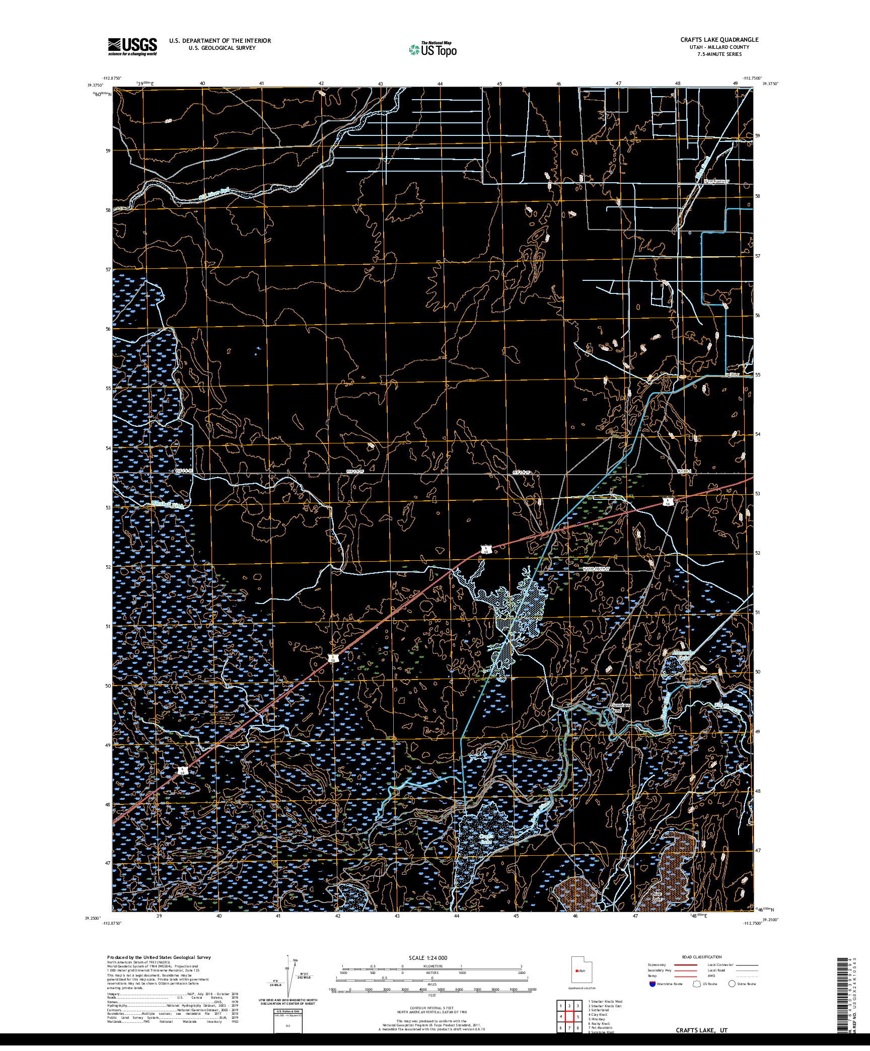 USGS US TOPO 7.5-MINUTE MAP FOR CRAFTS LAKE, UT 2020
