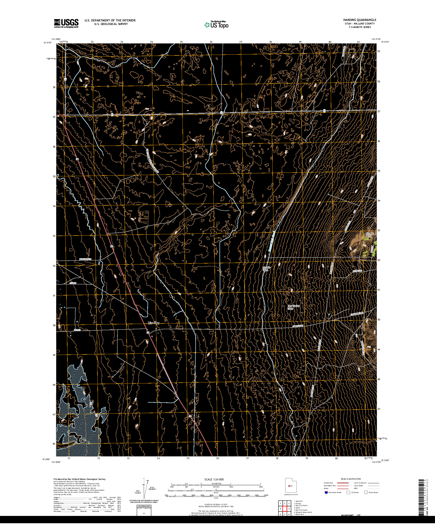 USGS US TOPO 7.5-MINUTE MAP FOR HARDING, UT 2020