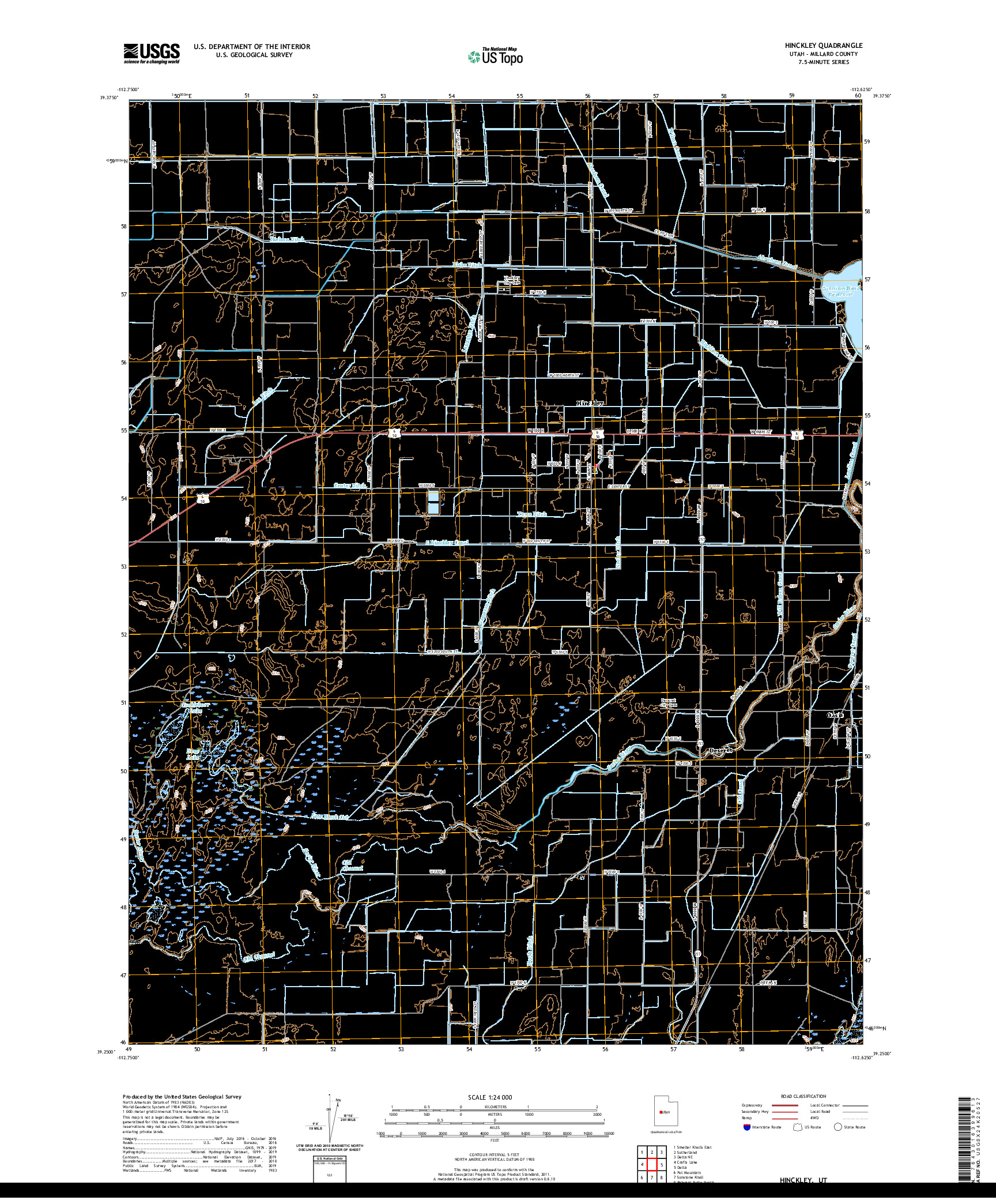 USGS US TOPO 7.5-MINUTE MAP FOR HINCKLEY, UT 2020