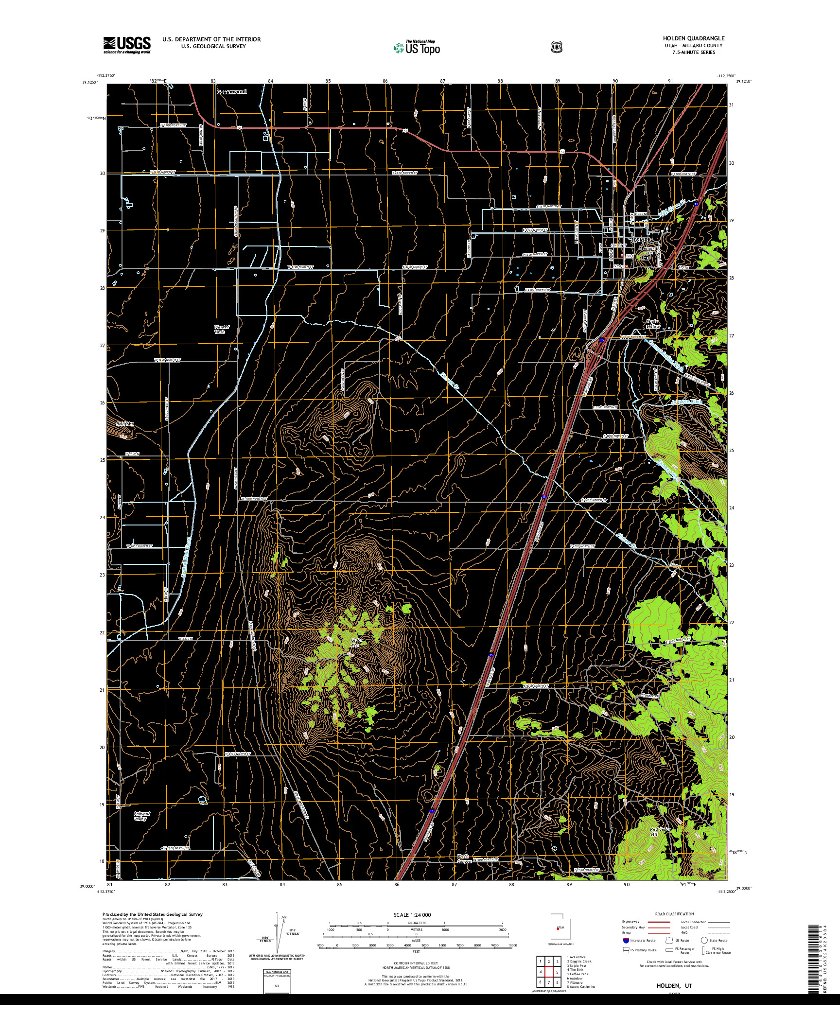 USGS US TOPO 7.5-MINUTE MAP FOR HOLDEN, UT 2020