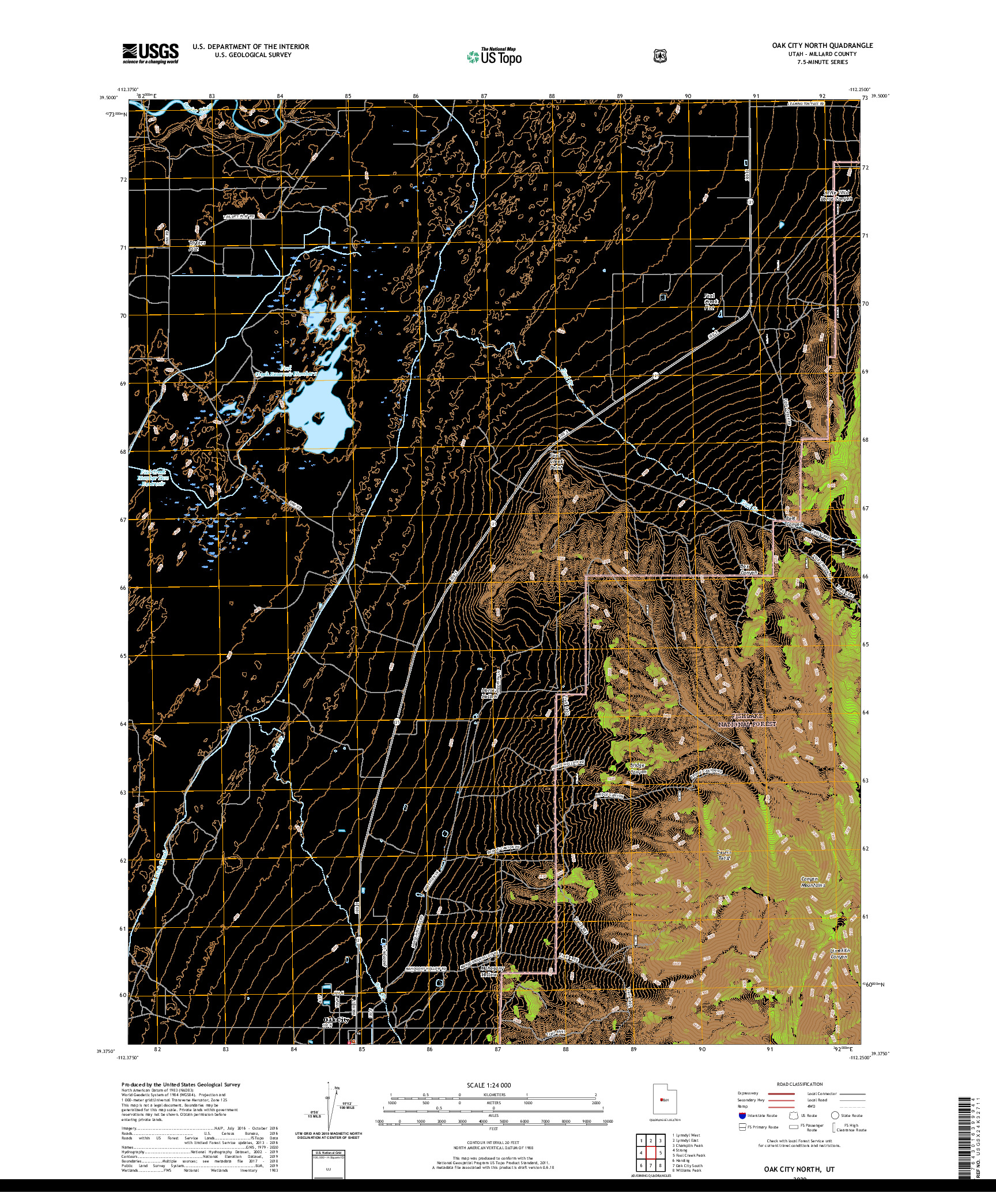 USGS US TOPO 7.5-MINUTE MAP FOR OAK CITY NORTH, UT 2020