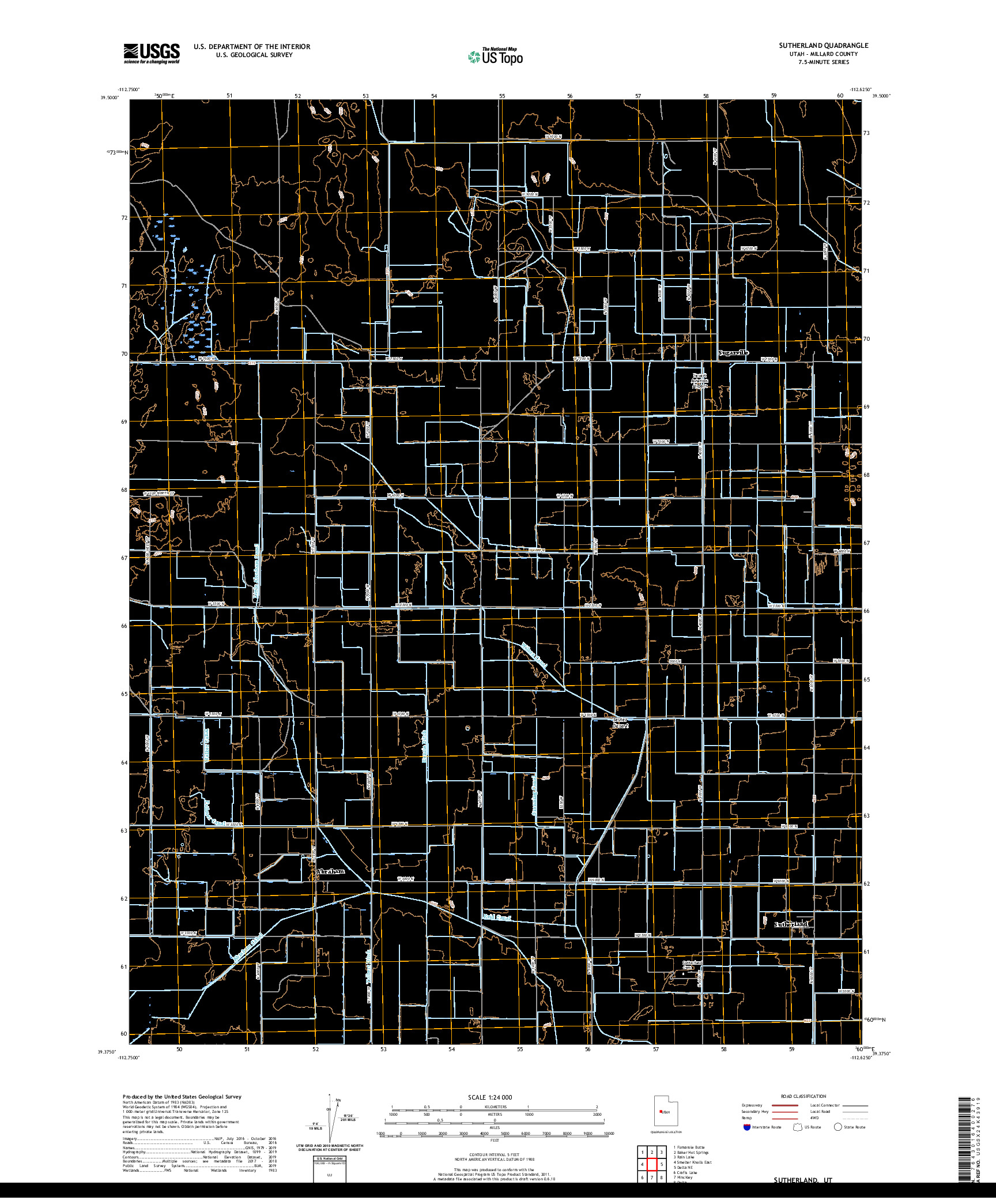 USGS US TOPO 7.5-MINUTE MAP FOR SUTHERLAND, UT 2020