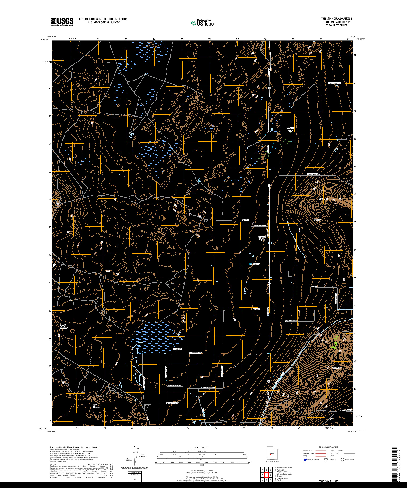 USGS US TOPO 7.5-MINUTE MAP FOR THE SINK, UT 2020
