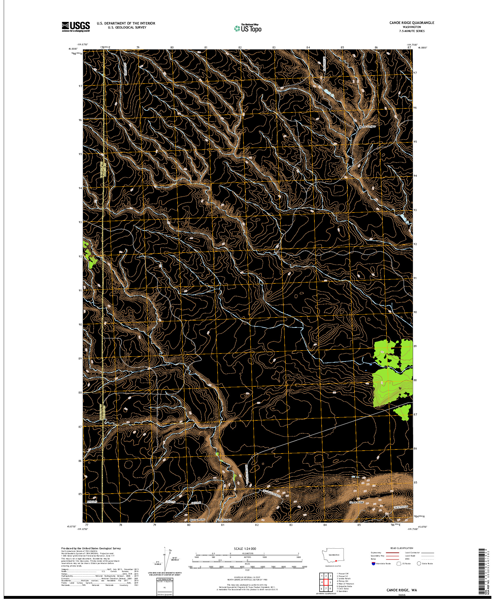 USGS US TOPO 7.5-MINUTE MAP FOR CANOE RIDGE, WA 2020