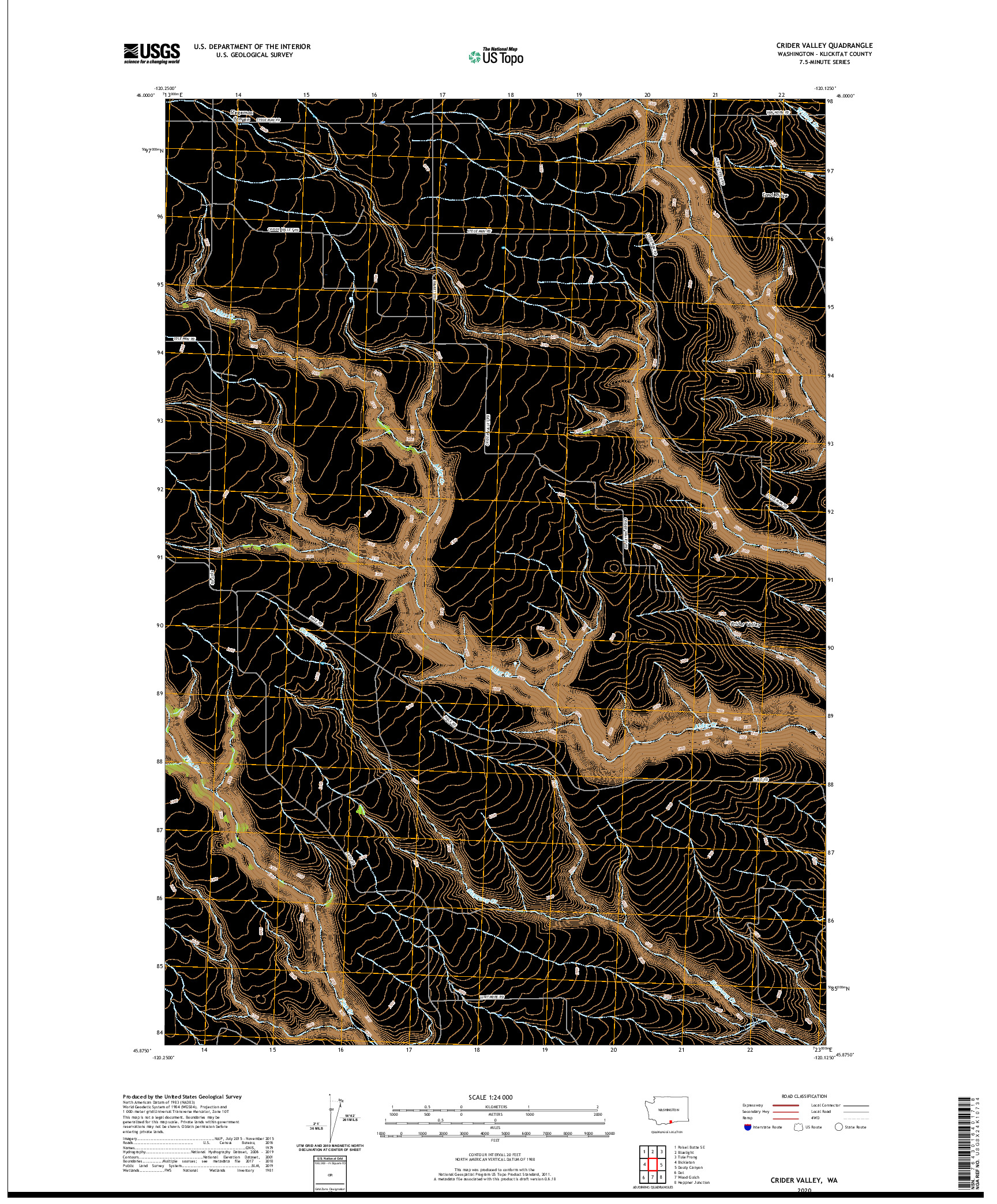 USGS US TOPO 7.5-MINUTE MAP FOR CRIDER VALLEY, WA 2020